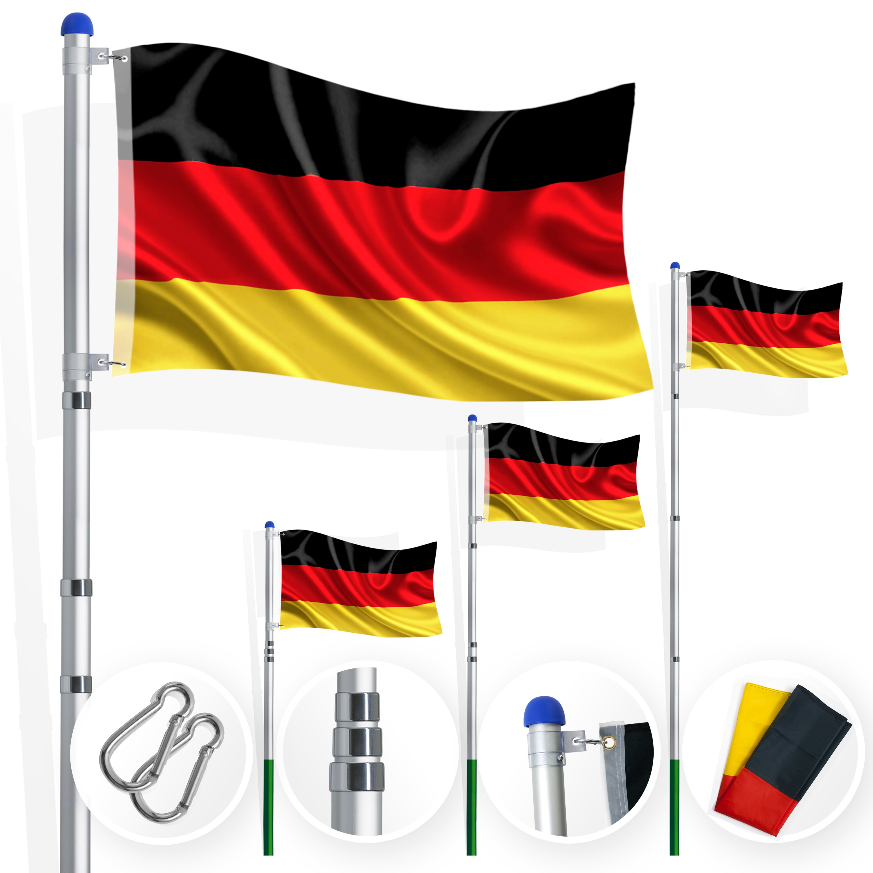 Kesser&reg; Fahnenmast Teleskop 6,35m Flaggenmast Aluminium Fahne inkl Flagge Mast - Bild 1