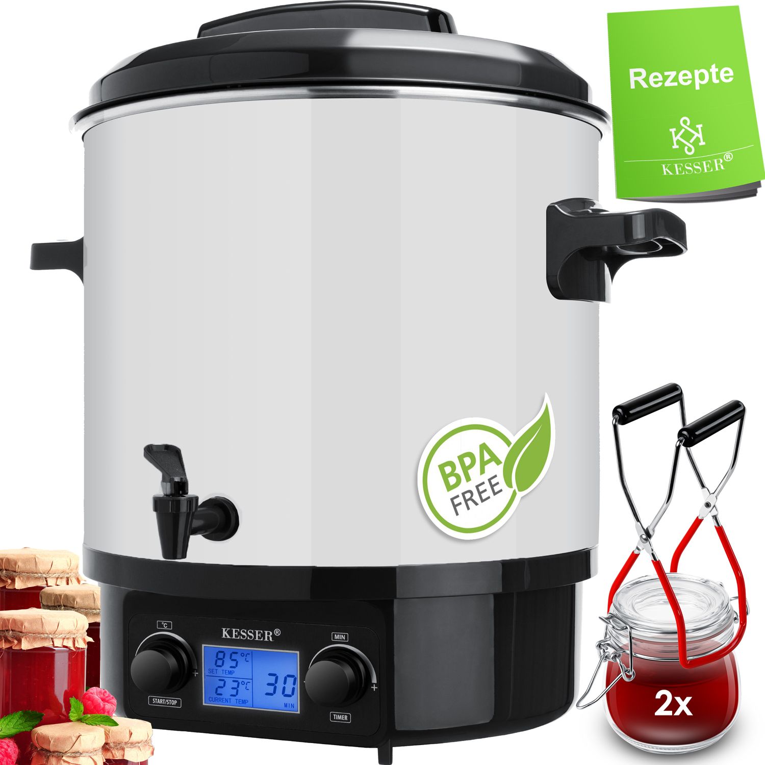 KESSER Einkochautomat 2000W 27L LCD-Display Gl&uuml;hweintopf Hei&szlig;getr&auml;nkeautomat - Bild 1