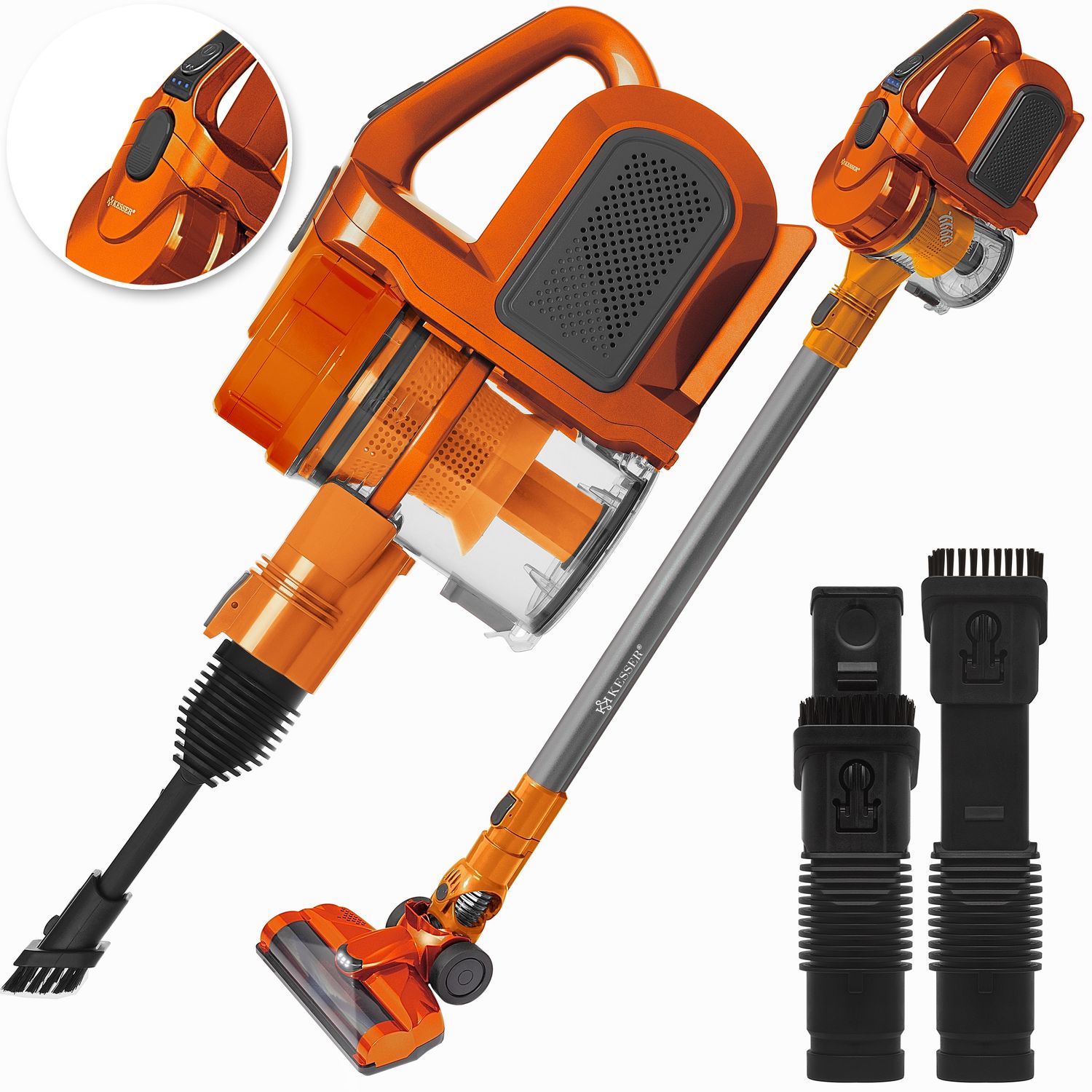 KESSER&reg; 2in1 Zyklon Akku Staubsauger Handstaubsauger | beutel- kabelloser  | Betriebszeit bis 55 Min  | Elektrob&uuml;rste | Lithium-Ionen Akku | Decken- Bodenreinigung, | Wandhalterung | - Bild 1