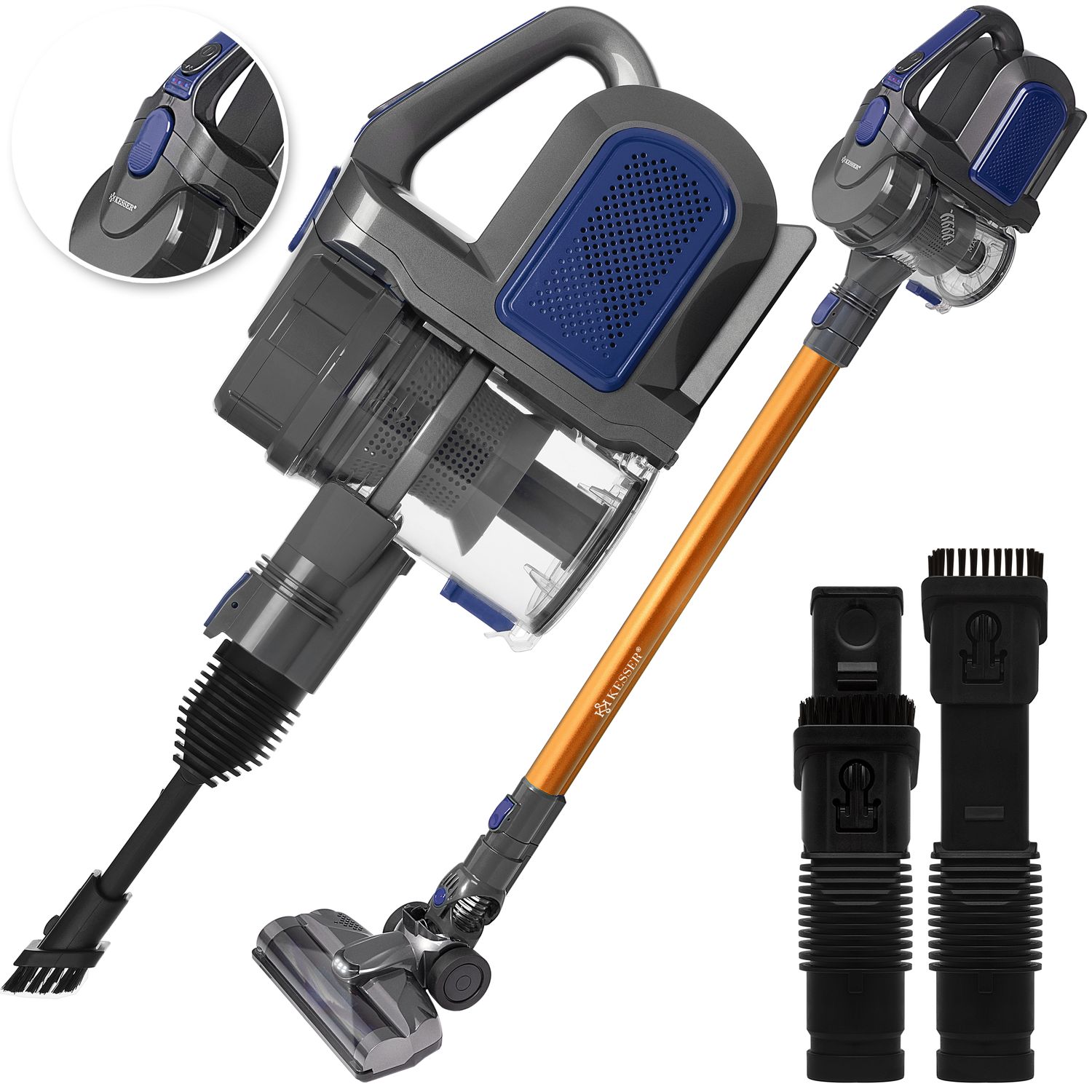 KESSER&reg; 2in1 Zyklon Akku Staubsauger Handstaubsauger | beutel- kabelloser  | Betriebszeit bis 55 Min  | Elektrob&uuml;rste | Lithium-Ionen Akku | Decken- Bodenreinigung, | Wandhalterung | - Bild 1