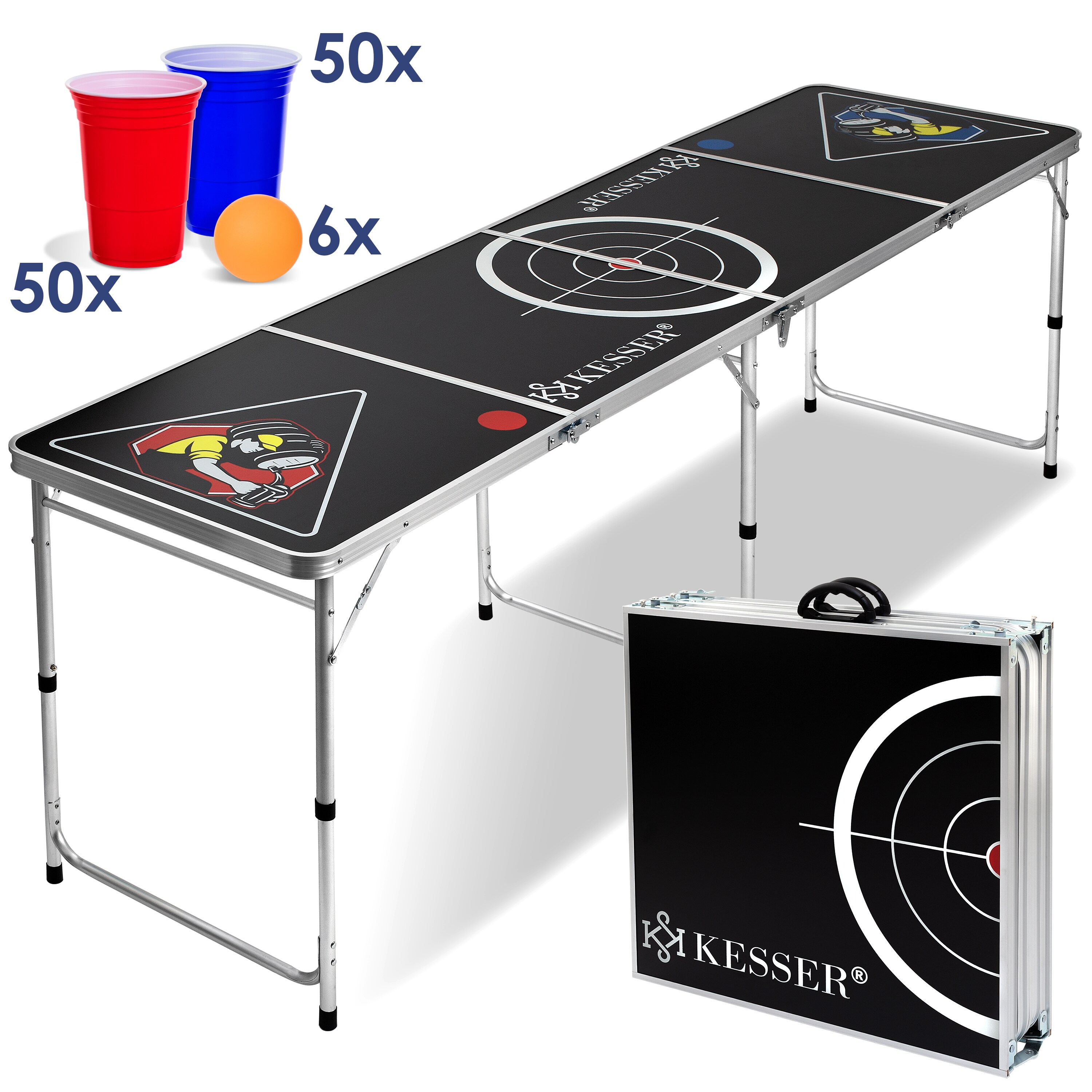 KESSER&reg; Beer Pong Tisch Set - inkl. 100 Becher (50 Rot & 50 Blau), 6 B&auml;lle,  + Regelwerk - Bild 1