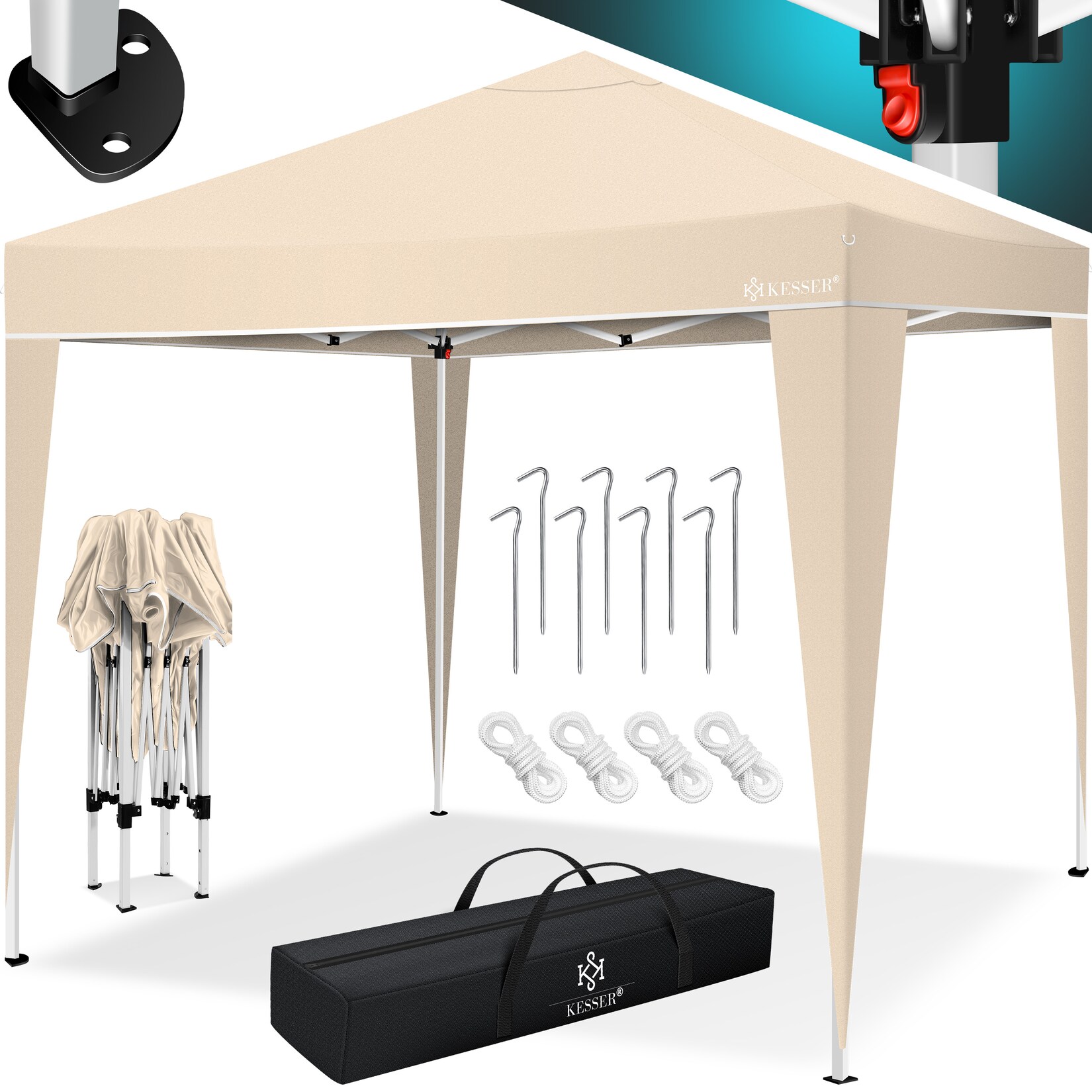 ® Pavillon 3x3m   wasserdicht   inkl. Tragetasche mit Rollen  Pop-Up Klicksystem   UV-Schutz 50+   Faltpavillon   Gartenzelt   Partyzelt   Metall-Verstrebungen