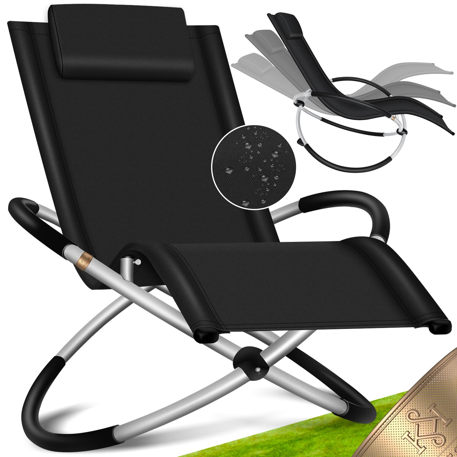 KESSER&reg; Relaxliege Liegestuhl | Gartenliege | Gartenstuhl | Klappstuhl faltbar | Schwungliege | Schaukelsessel | ergonomische Relaxsessel | wetterfest | 180 kg Belastung | 174 x 78 x 89 cm - Bild 1