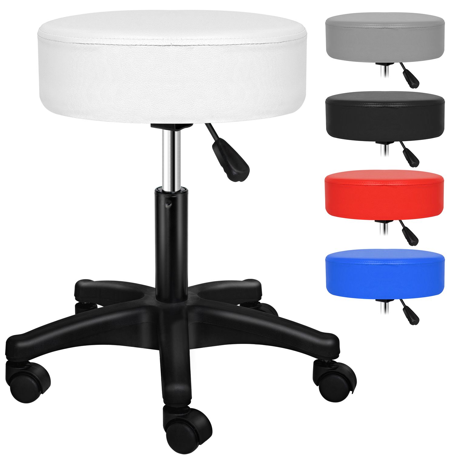 KESSER&reg; Rollhocker I h&ouml;henverstellbar I Lederimitat Arbeitshocker Drehhocker Hocker Kosmetikhocker Praxishocker I 360&deg; drehbar I 10 cm Polsterfl&auml;che I dicke Polsterung - Bild 1