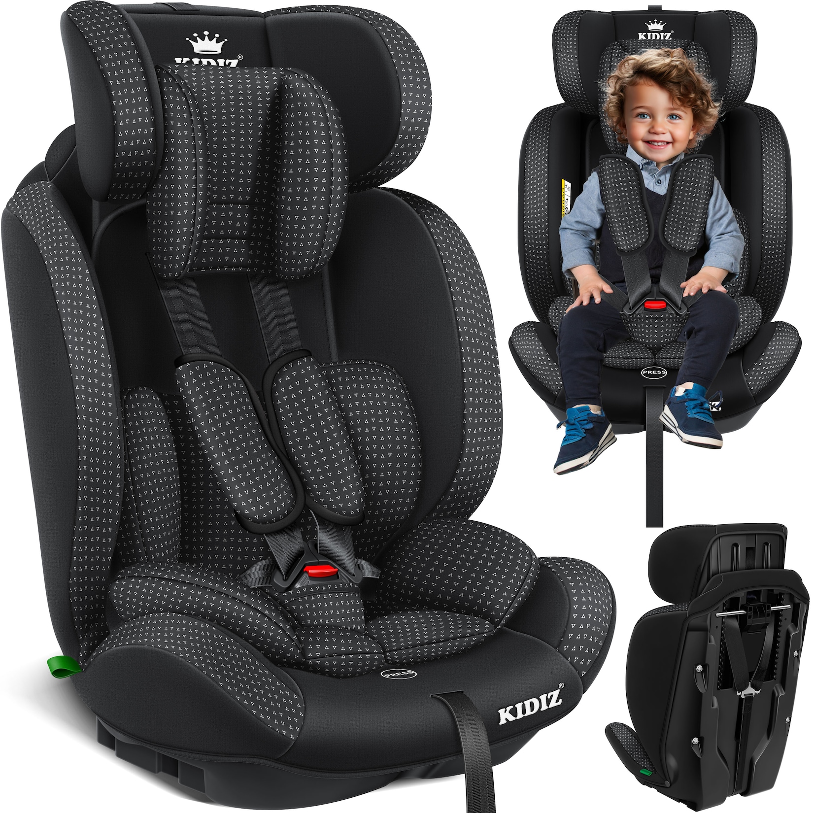 KIDIZ® Autokindersitz Kindersitz Kinderautositz   Autositz Sitzschale   9 kg - 36 kg 1-12 Jahre   Gruppe 1/2/3   univers