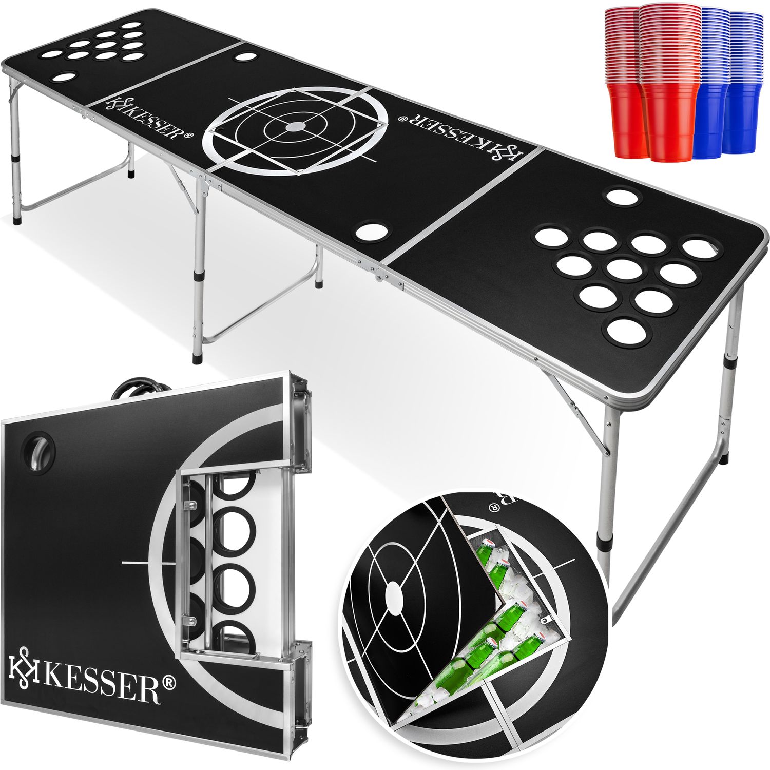 COM-FOUR® 48-delige bierpongset - bierpong drinkspel met 24 bekers en 24 ballen - partyspel