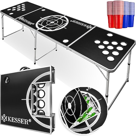 KESSER® Beer Pong Tisch Set - Inkl.Eisfach + 100 Becher (50 Rot &amp; 50 Blau), 6 Bälle,  + Regelwerk - Bild 1