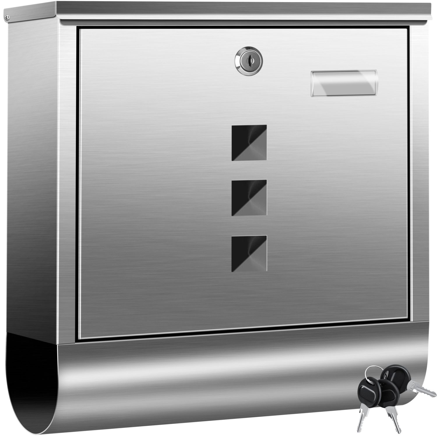 KESSER&reg; Briefkasten Edelstahl mit Zeitungsfach Namensschild , Sichtfenster, geb&uuml;rstet , 3x Schl&uuml;ssel abschlie&szlig;bar , Pulverbeschichtet , Wandmontage , gro&szlig; , inkl. Montagematerial Farbe: - Bild 1