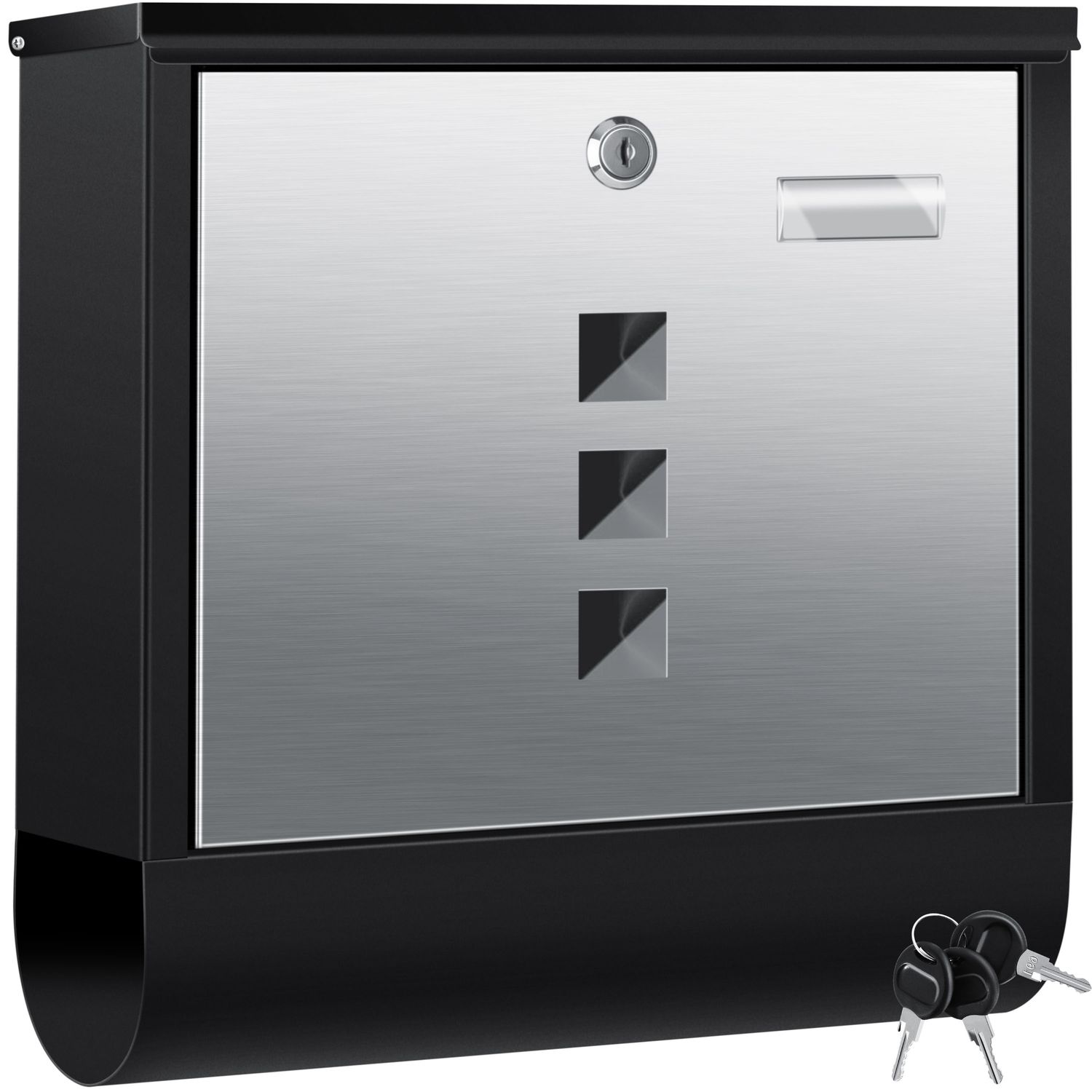 KESSER&reg; Briefkasten Edelstahl mit Zeitungsfach Namensschild , Sichtfenster, geb&uuml;rstet , 3x Schl&uuml;ssel abschlie&szlig;bar , Pulverbeschichtet , Wandmontage , gro&szlig; , inkl. Montagematerial Farbe: - Bild 1