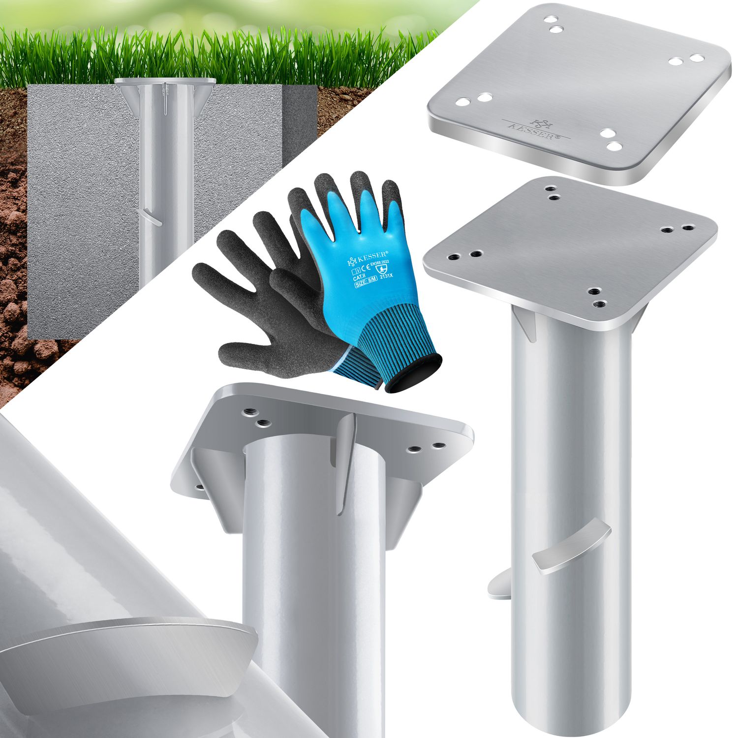 KESSER® Metall Universal Bodenplatte Sonnenschirmständer für