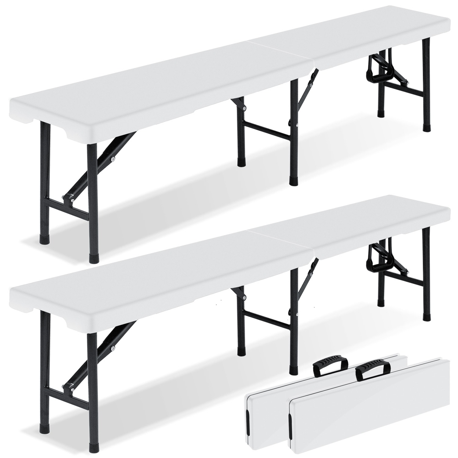 KESSER 2X Bierbank Faltbank Klappbar I Kunststoff I Tragegriff | leicht I 183x28x44cm Klappbank Camping Garten Party Bank  Campingbank Bierzeltbank , Gartenbank , Sitzbank 2er Set - Bild 1