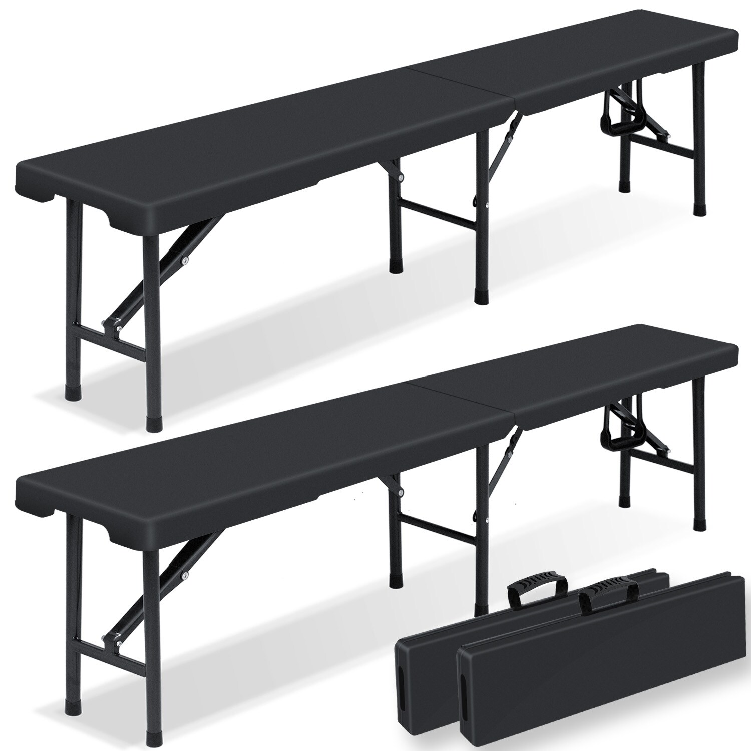 KESSER 2X Bierbank Faltbank Klappbar I Kunststoff I Tragegriff | leicht I 183x28x44cm Klappbank Camping Garten Party Bank  Campingbank Bierzeltbank , Gartenbank , Sitzbank 2er Set - Bild 1