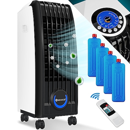 Ventilator Klimaanlage Farbe Weiß/Schwarz KESSER® 3in1 Mobile Klimaanlage Klimagerät 4 L Tank Timer 3 Stufen Luftkühler Ionisator Luftbefeuchter