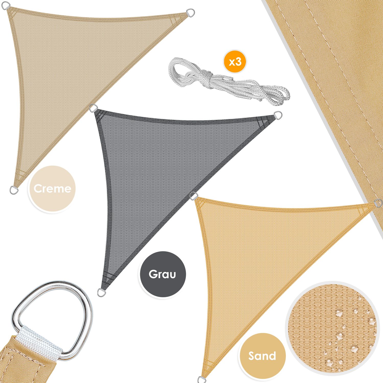 Kesser&reg; Sonnensegel Sonnenschutz Windschutz | HDPE Gewebe | wasserabweisend & windabweisend  | 5-Fach quer vern&auml;ht robust & stabil Schattenspender Garten Balkon Terrasse - Bild 1