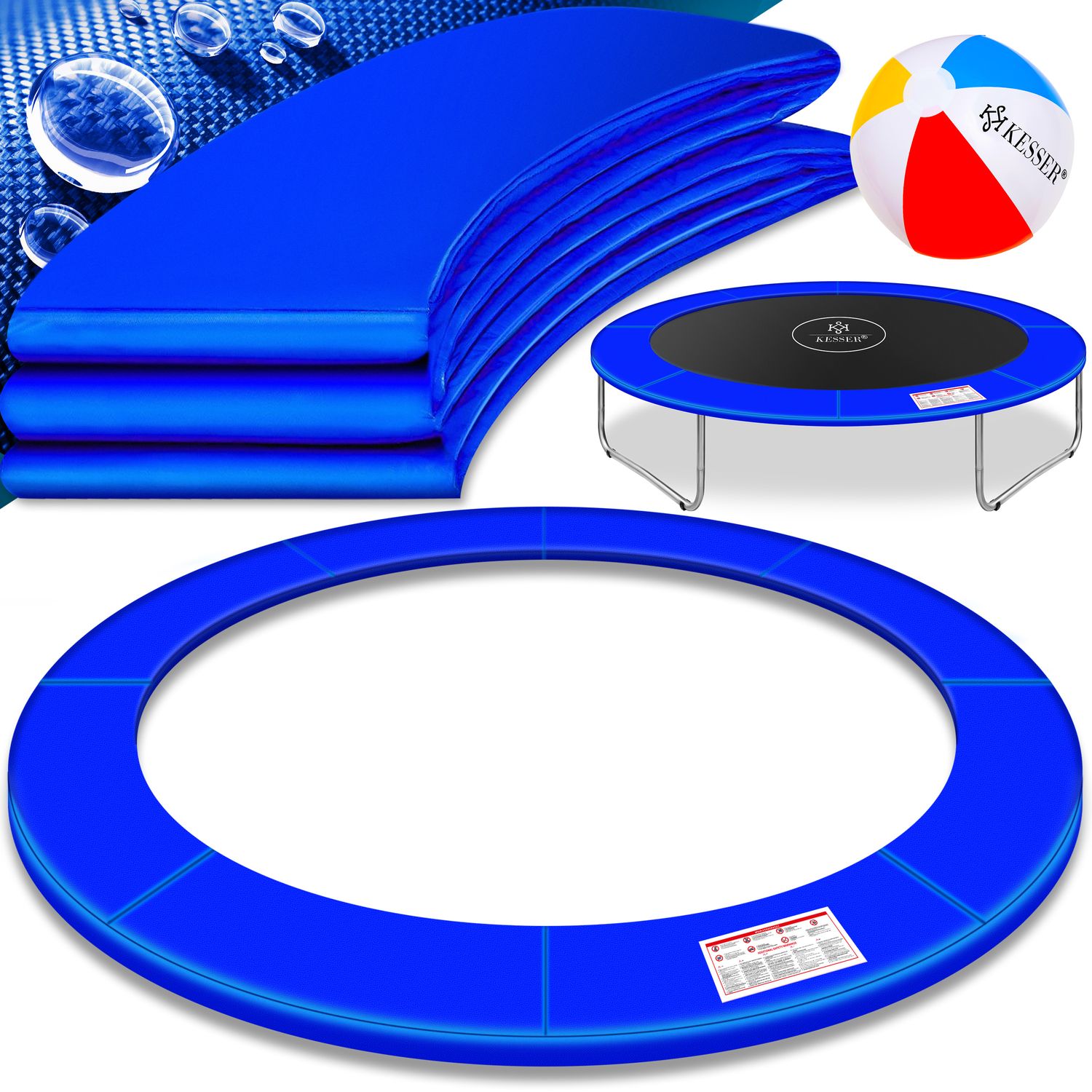 KESSER&reg; - Trampolin Randabdeckung &Oslash; 244 , 305 , 366 , 426 cm , 30cm breit 100% UV-best&auml;ndig rei&szlig;fest Federabdeckung , Gr&uuml;n , Blau - Bild 1