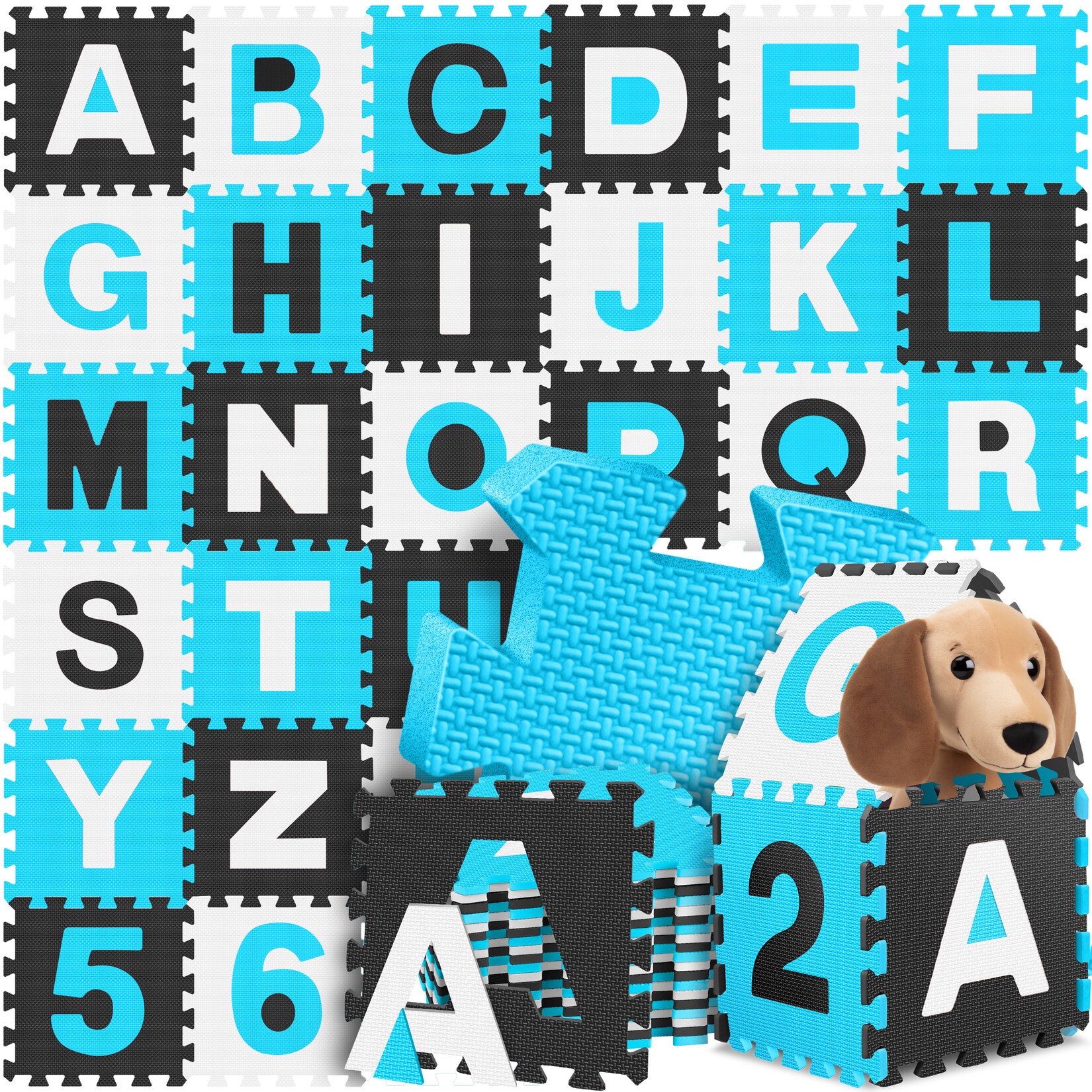 KIDIZ® 86 teilige Puzzlematte Kinderspielteppich Spielmatte Spielteppich Schaumstoffmatte Kinderteppich, Puzzle Zahlen u