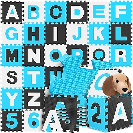 KIDIZ® 86 teilige Puzzlematte Kinderspielteppich Spielmatte Spielteppich Schaumstoffmatte Kinderteppich, Puzzle Zahlen und Buchstaben Schutzmatte - Bild 1