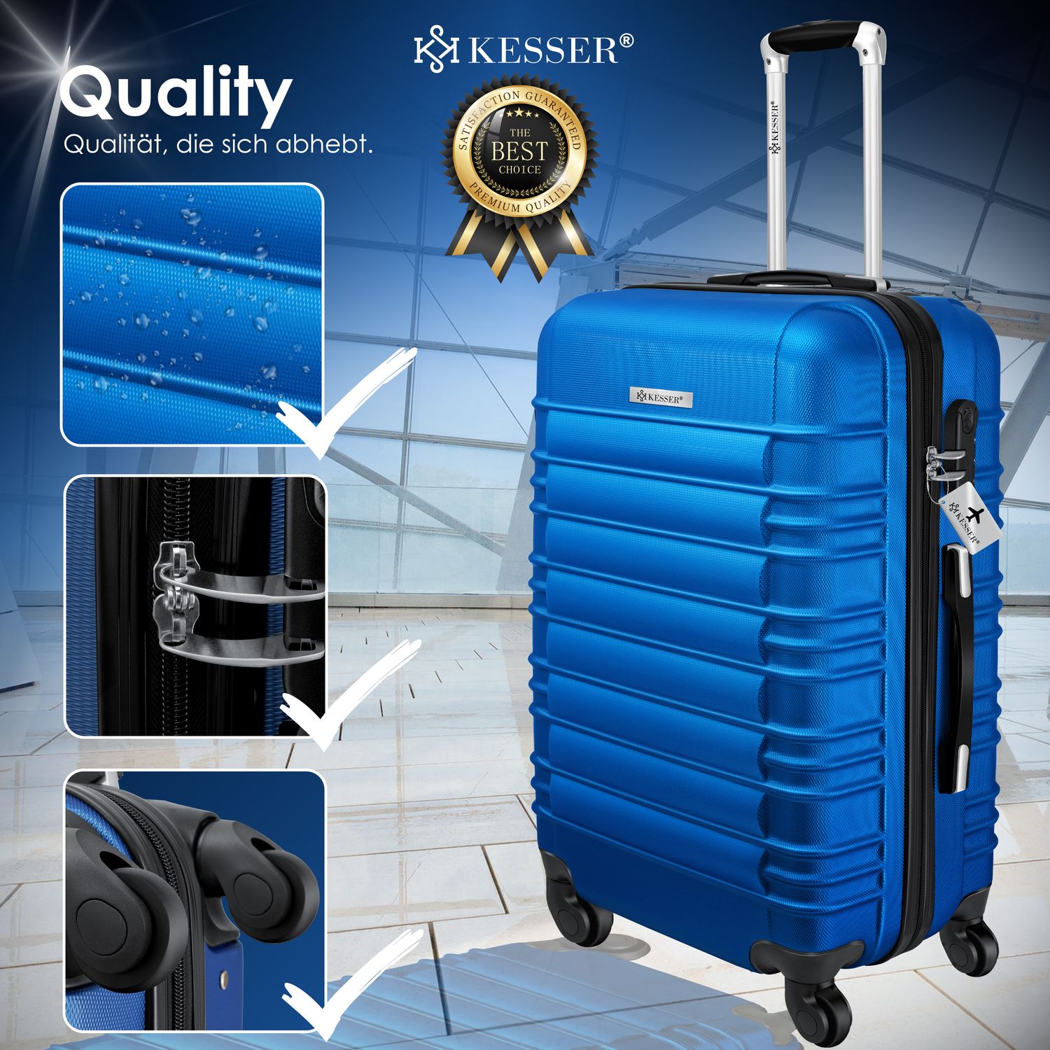 Kesser Reiskoffer Set 3-delig | Kofferset ABS hardshell koffer met cijferslot, kofferweegschaal & reisportemonnee 360° wieltjes | handbagage & grote koffer voor zaken & reistrolley, antraciet, Stor
