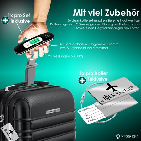 KESSER 4tlg Reisekoffer Set Kofferset Trolley Koffer Reisetaschen Stoff S M  L XL