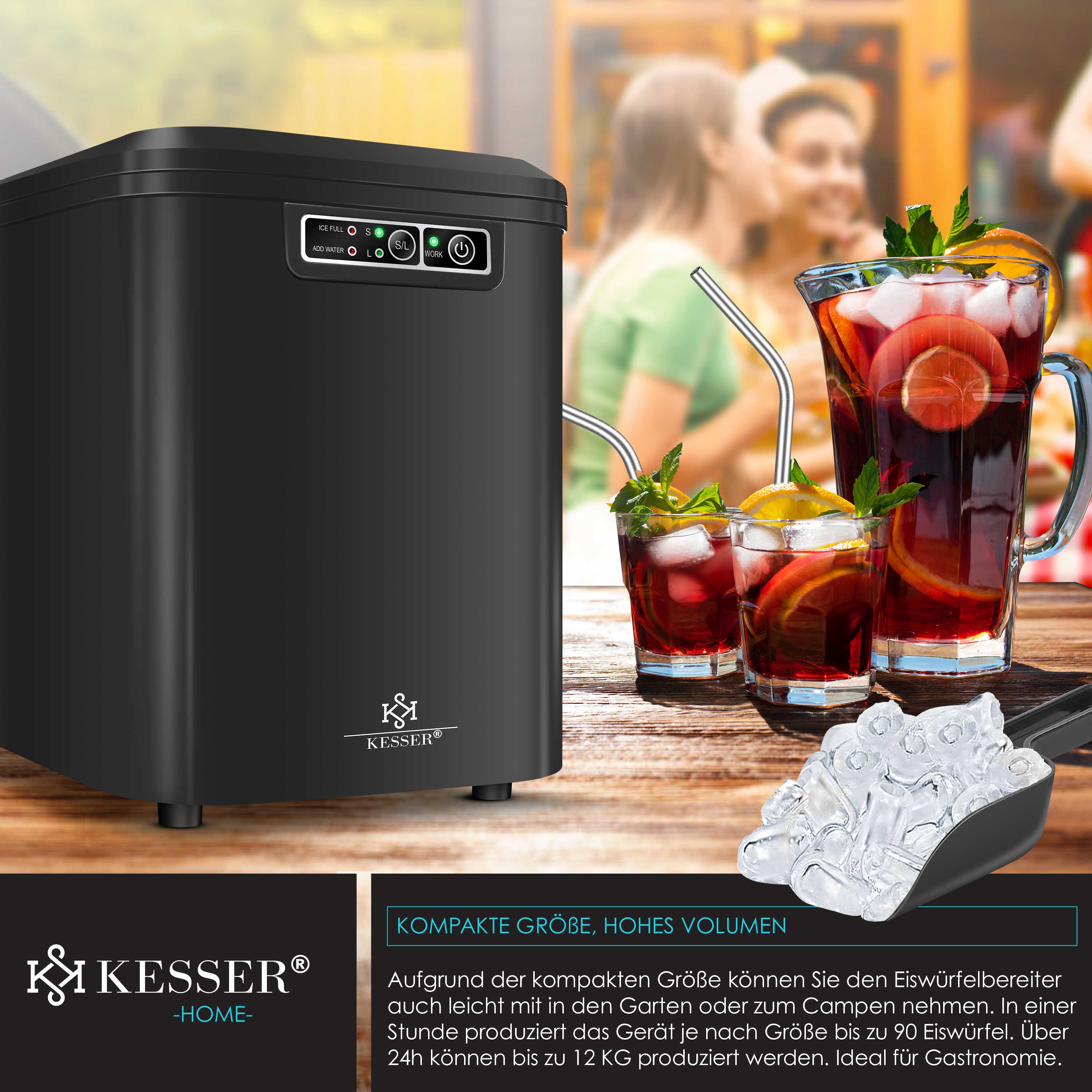 Nutrilovers Eiswürfelmaschine NUTRI-ICE MAKER – Edelstahl-Eisbereiter Für Transparente Eiswürfel In 2 Größen (S/L), Inkl. Moscow Mule Becher & Rezeptbuch – Perfekt Für Cocktails & Partys