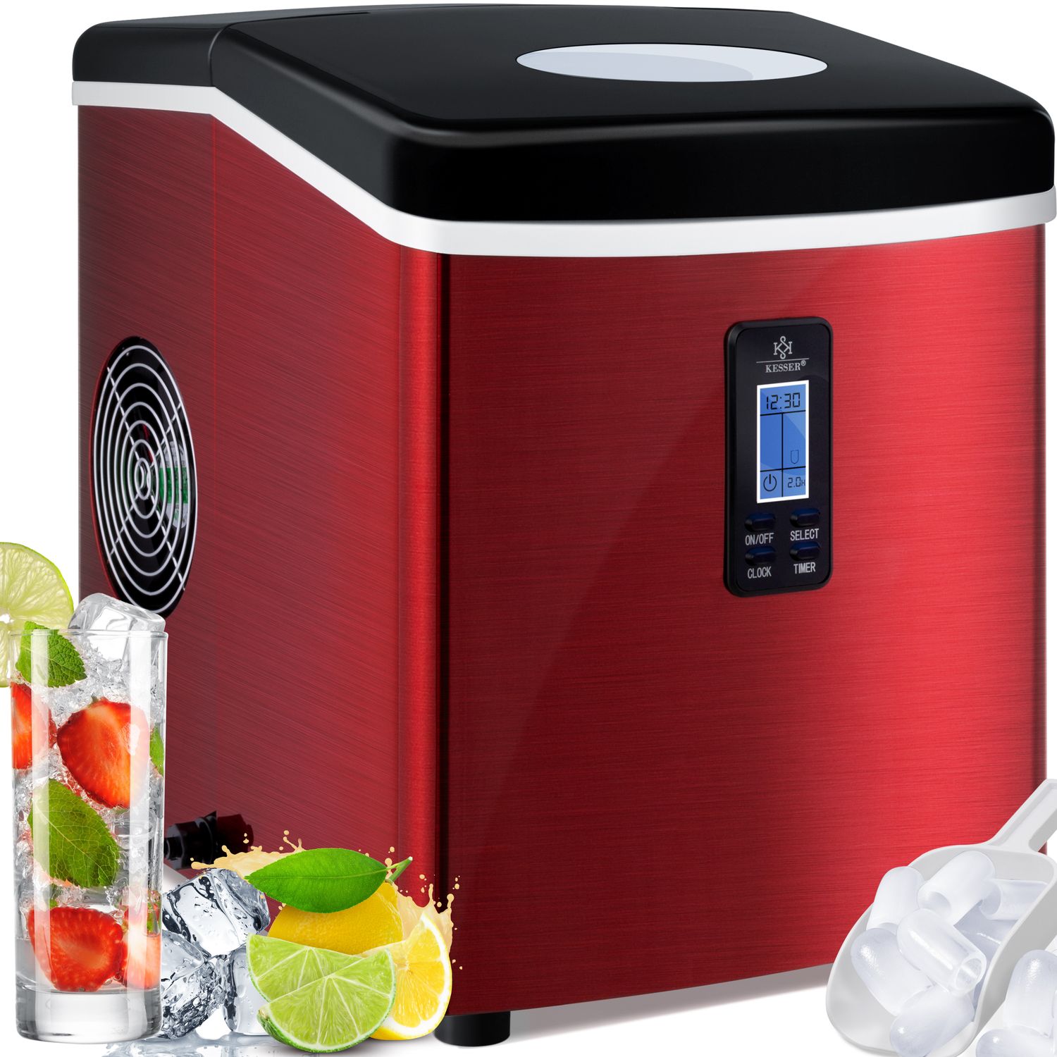 KESSER&reg; Eisw&uuml;rfelbereiter | Eisw&uuml;rfelmaschine Edelstahl | 150W  Ice Maker | 15 kg 24 h | 3 W&uuml;rfelgr&ouml;&szlig;en | Zubereitung in 6 min | 3,3 Liter Wassertank | Timer | LCD-Display | - Bild 1