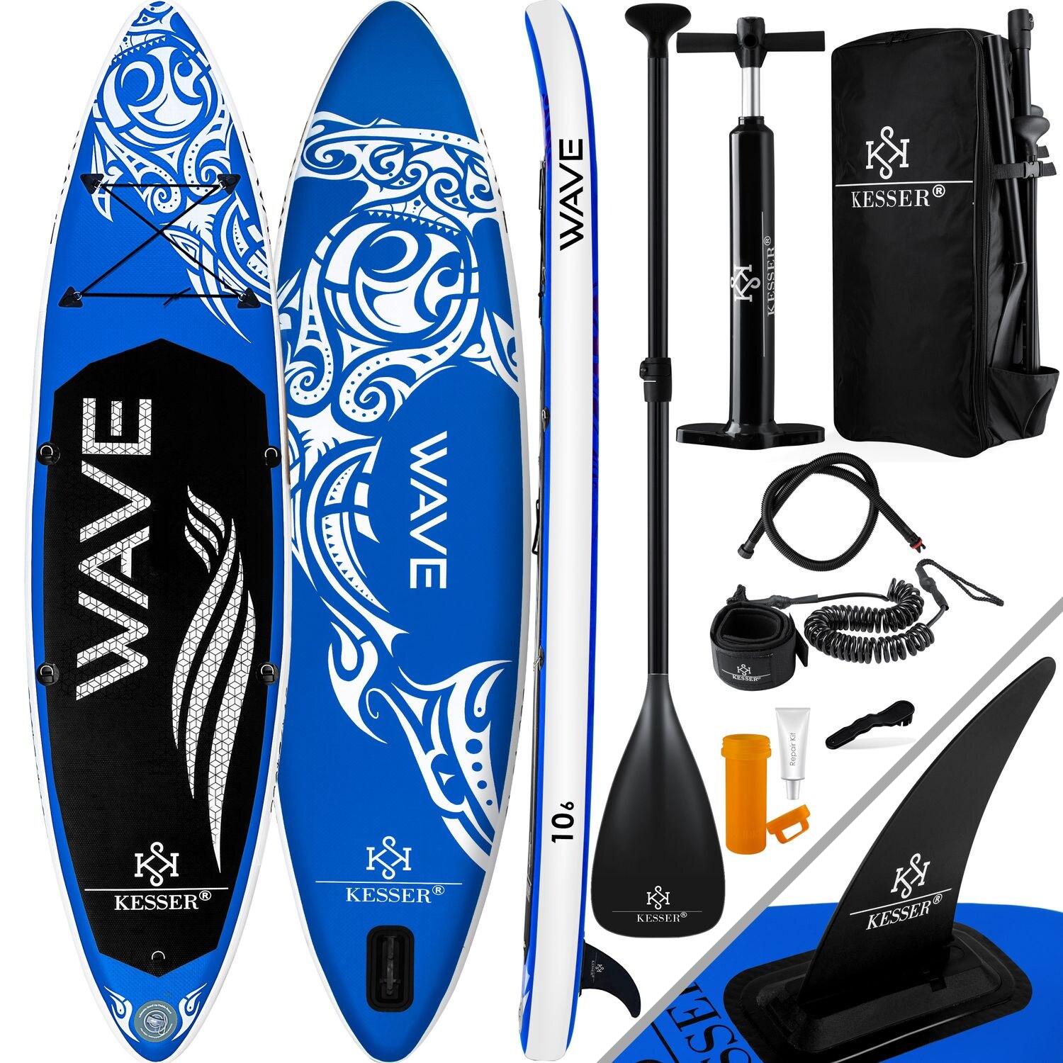 KESSER® Aufblasbares SUP Board Set Stand Up Paddle Board Premium Surfboard Wassersport   6 Zoll Dick    Komplettes Zubehör   130kg | 04260635557645