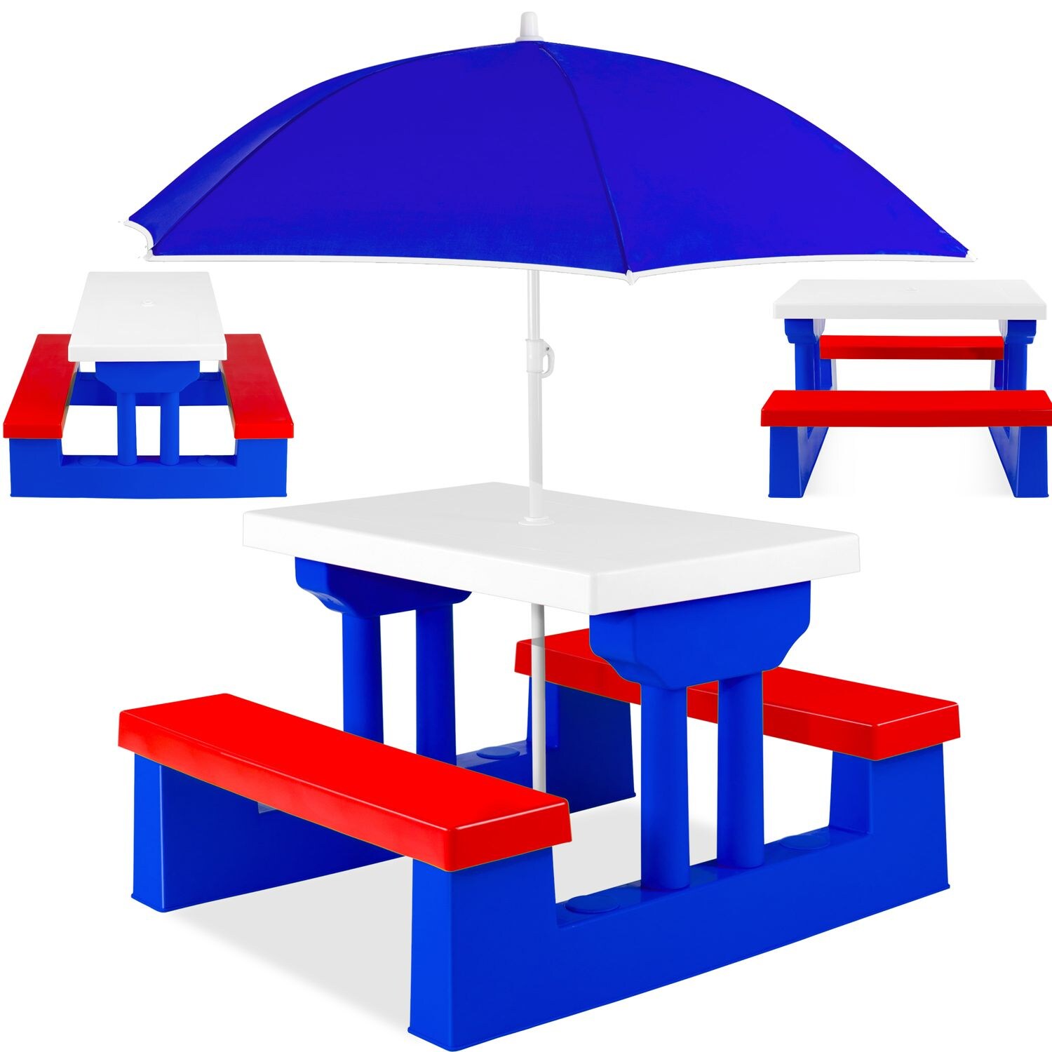 KESSER&reg; Kindersitzgruppe mit Sonnenschirm Kindertisch Picknickset | Sitzgarnitur Tisch und B&auml;nke | Sitzgruppe Kinderm&ouml;bel Gartenm&ouml;bel f&uuml;r Kinder - Bild 1