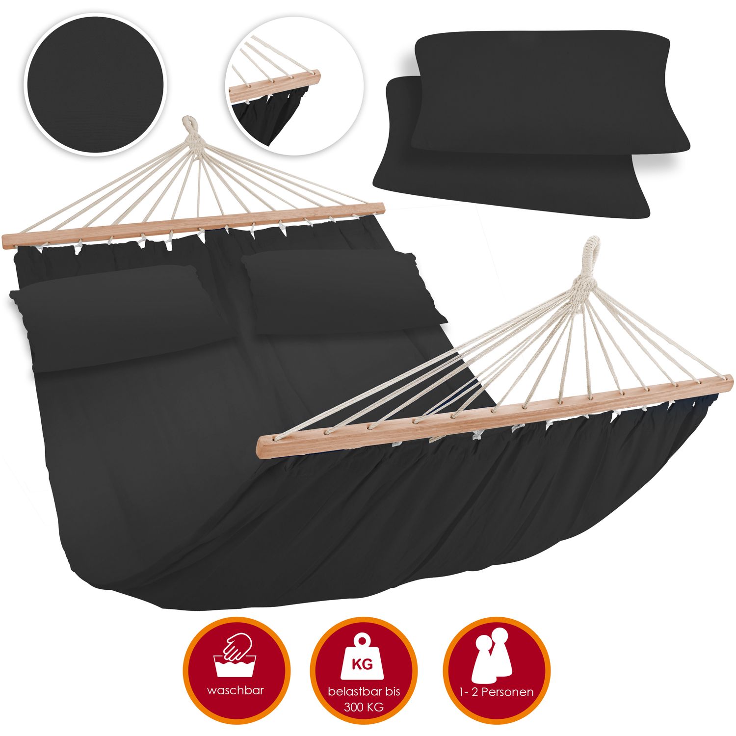 KESSER&reg; H&auml;ngematte mit 2 Kissen, Liegefl&auml;che 240 x 150 cm max. 300kg , 2 Personen H&auml;ngematte Doppelh&auml;ngematte H&auml;ngeschaukel - Bild 1