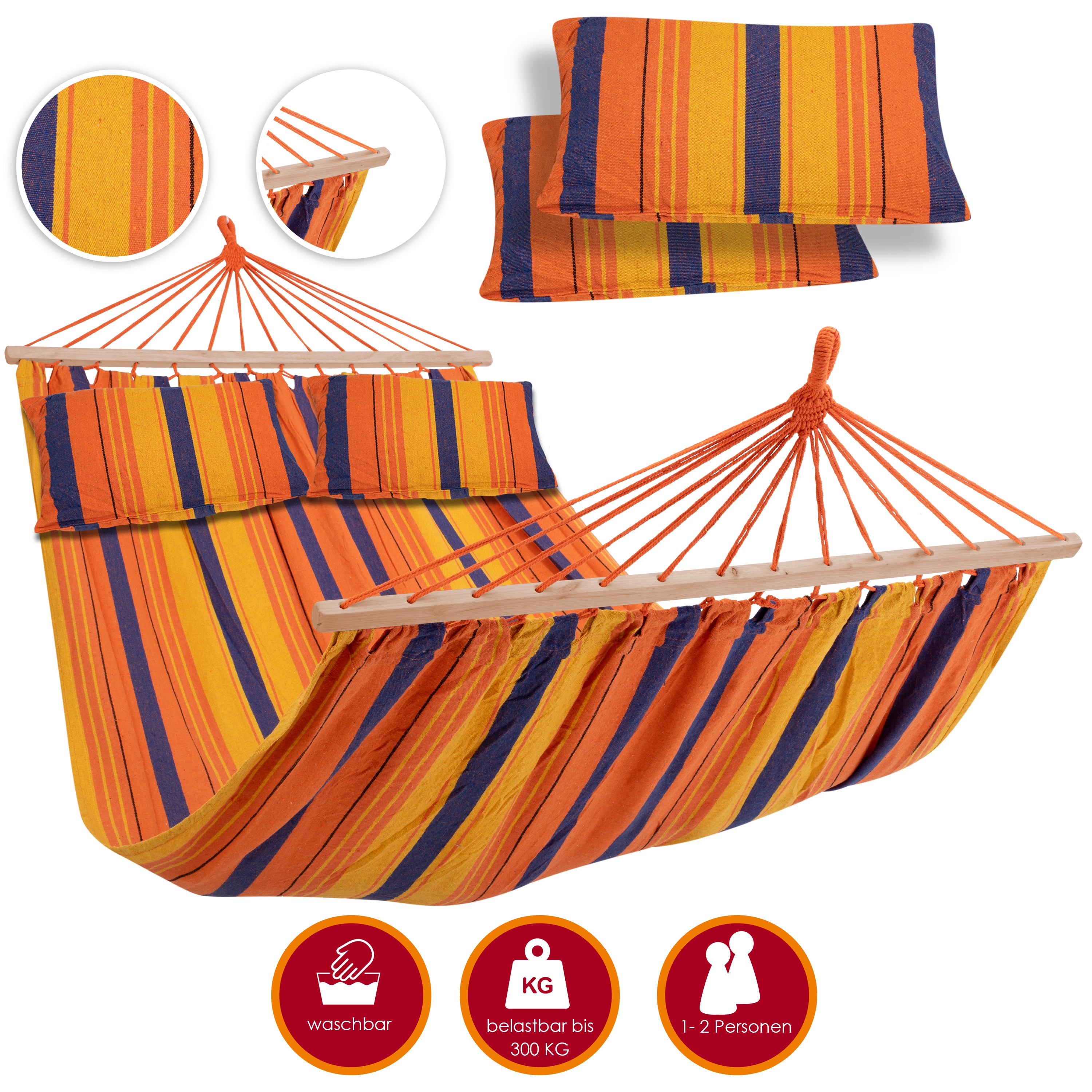KESSER&reg; H&auml;ngematte mit 2 Kissen, Liegefl&auml;che 240 x 150 cm max. 300kg , 2 Personen H&auml;ngematte Doppelh&auml;ngematte H&auml;ngeschaukel - Bild 1