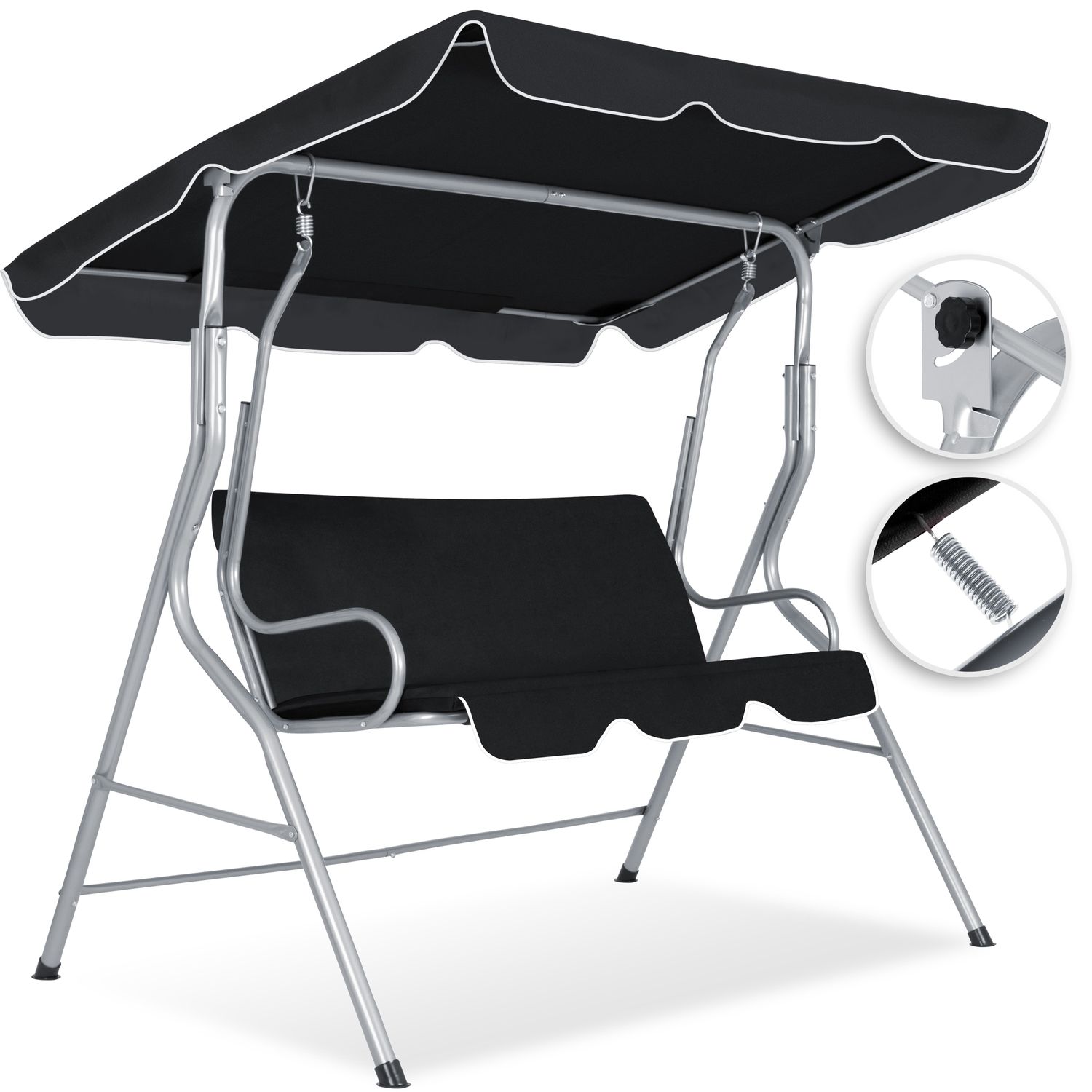 KESSER&reg; Hollywoodschaukel 3-Sitzer 250kg belastbar mit abnehmbarem Sonnenschutz Dach Gartenschaukel Schaukelbank Schaukel Garten Indoor Gartenm&ouml;bel - Bild 1