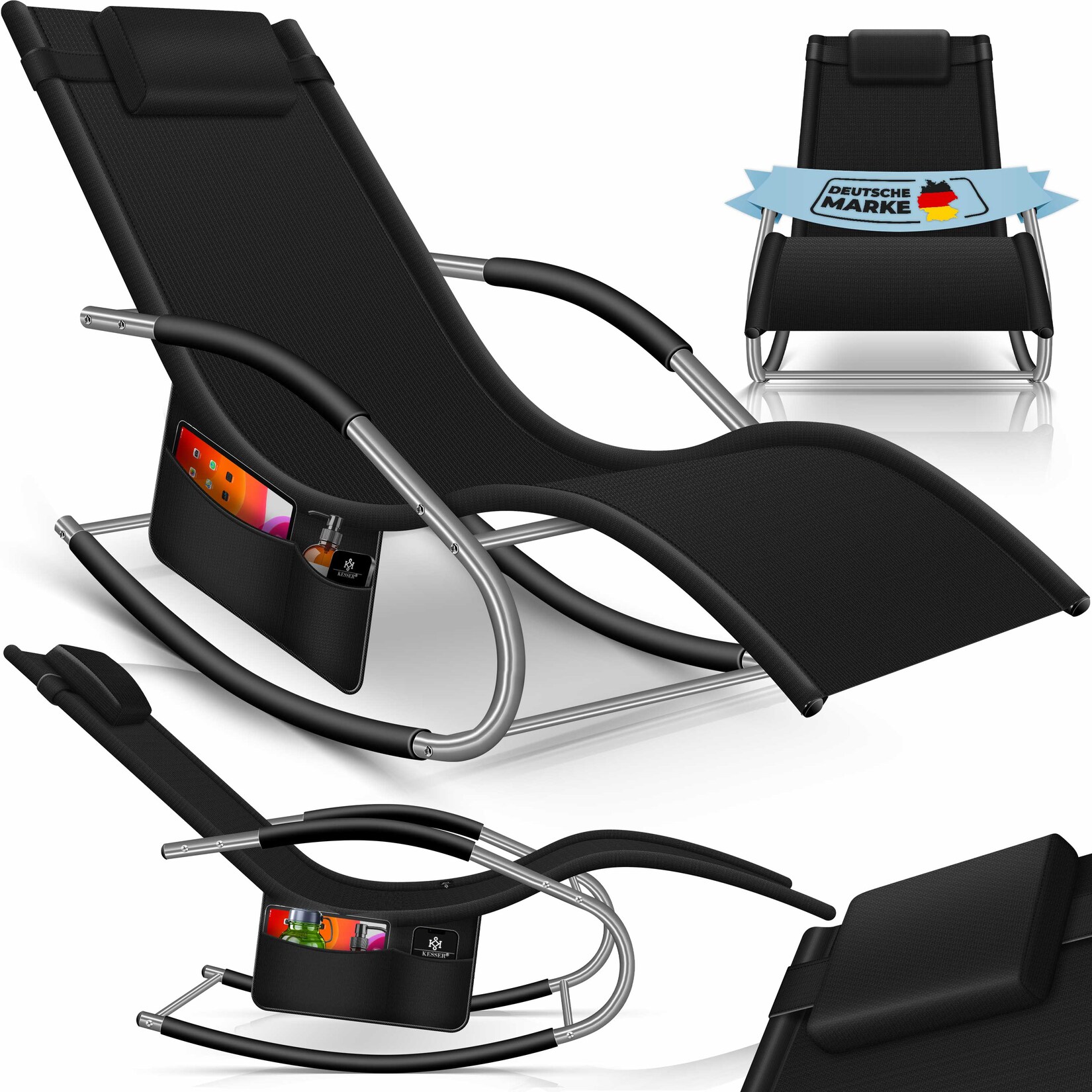 KESSER® Sonnenliege Relaxliege Schwungliege   Gartenliege   Gartenstuhl   Klappstuhl faltbar   Liegestuhl   Schaukelsessel   ergonomische Relaxsessel   wetterfest   150 kg Belastung | 04260635553609