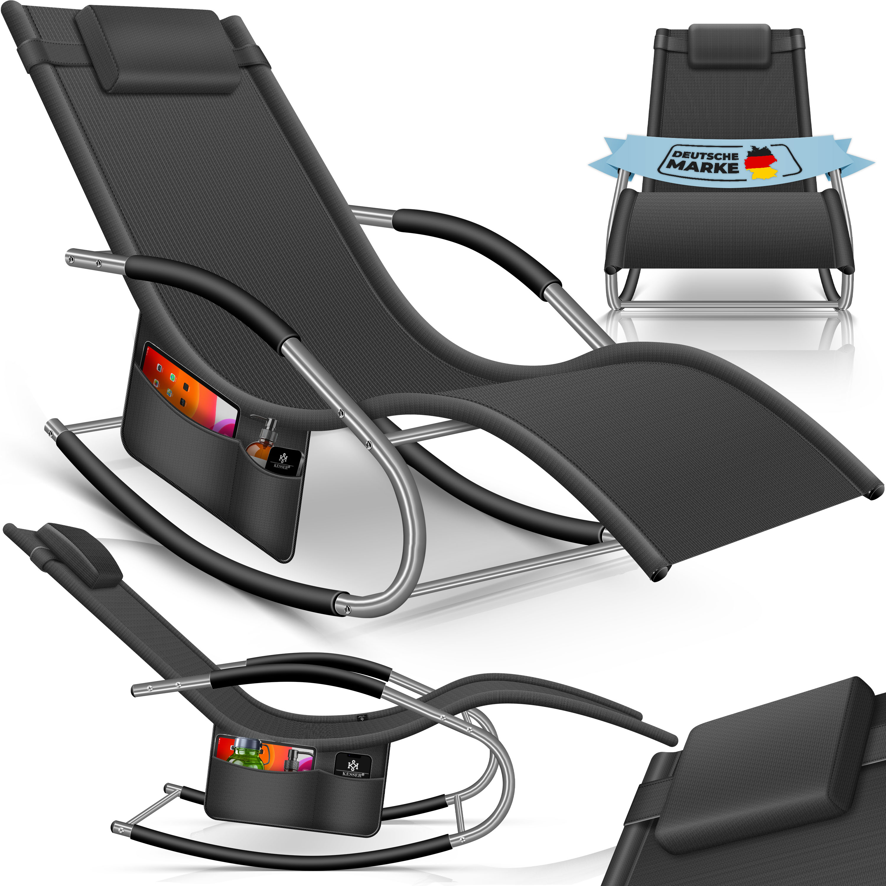 KESSER&reg; Sonnenliege Relaxliege Schwungliege | Gartenliege | Gartenstuhl | Klappstuhl faltbar | Liegestuhl | Schaukelsessel | ergonomische Relaxsessel | wetterfest | 150 kg Belastung | - Bild 1