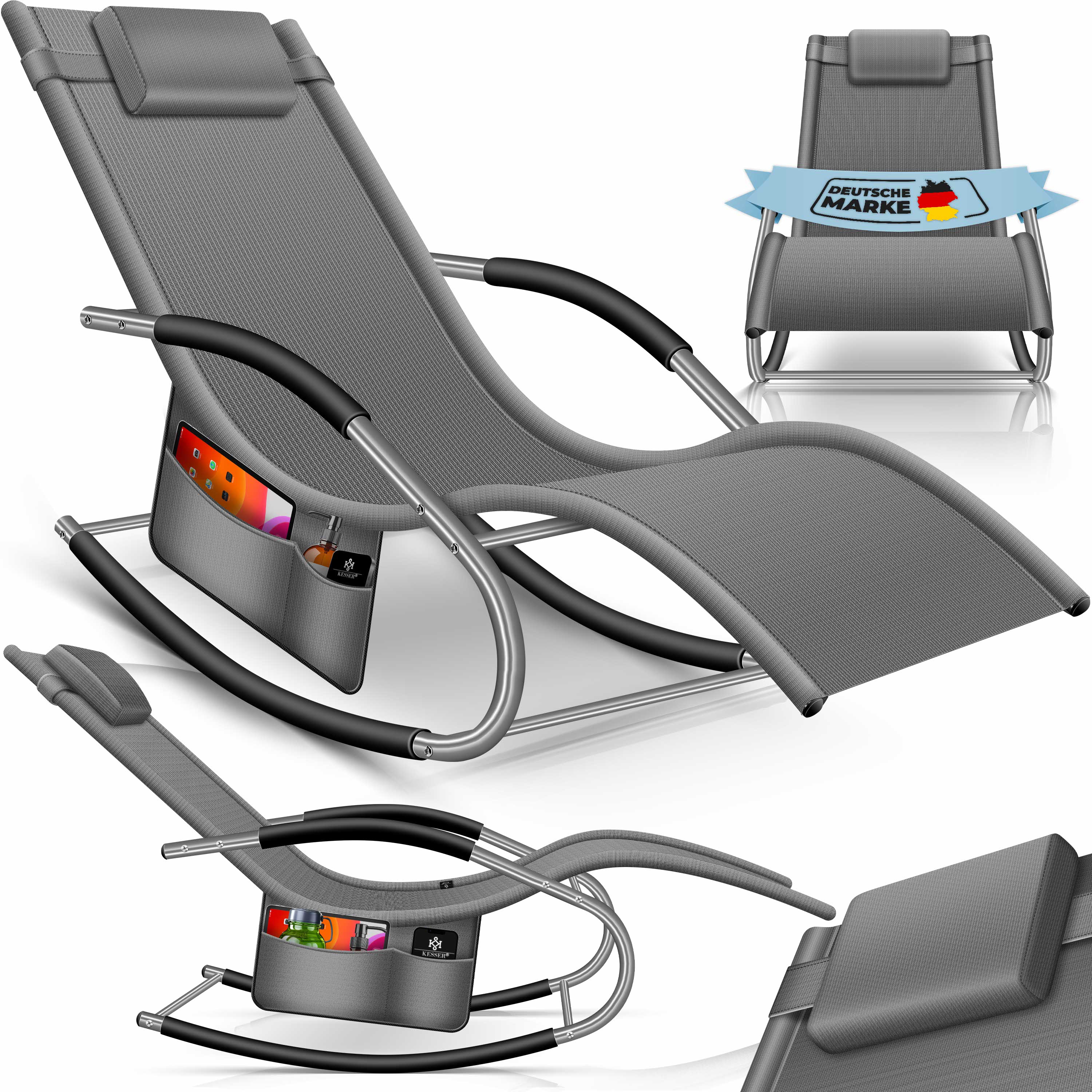 KESSER&reg; Sonnenliege Relaxliege Schwungliege | Gartenliege | Gartenstuhl | Klappstuhl faltbar | Liegestuhl | Schaukelsessel | ergonomische Relaxsessel | wetterfest | 150 kg Belastung | - Bild 1