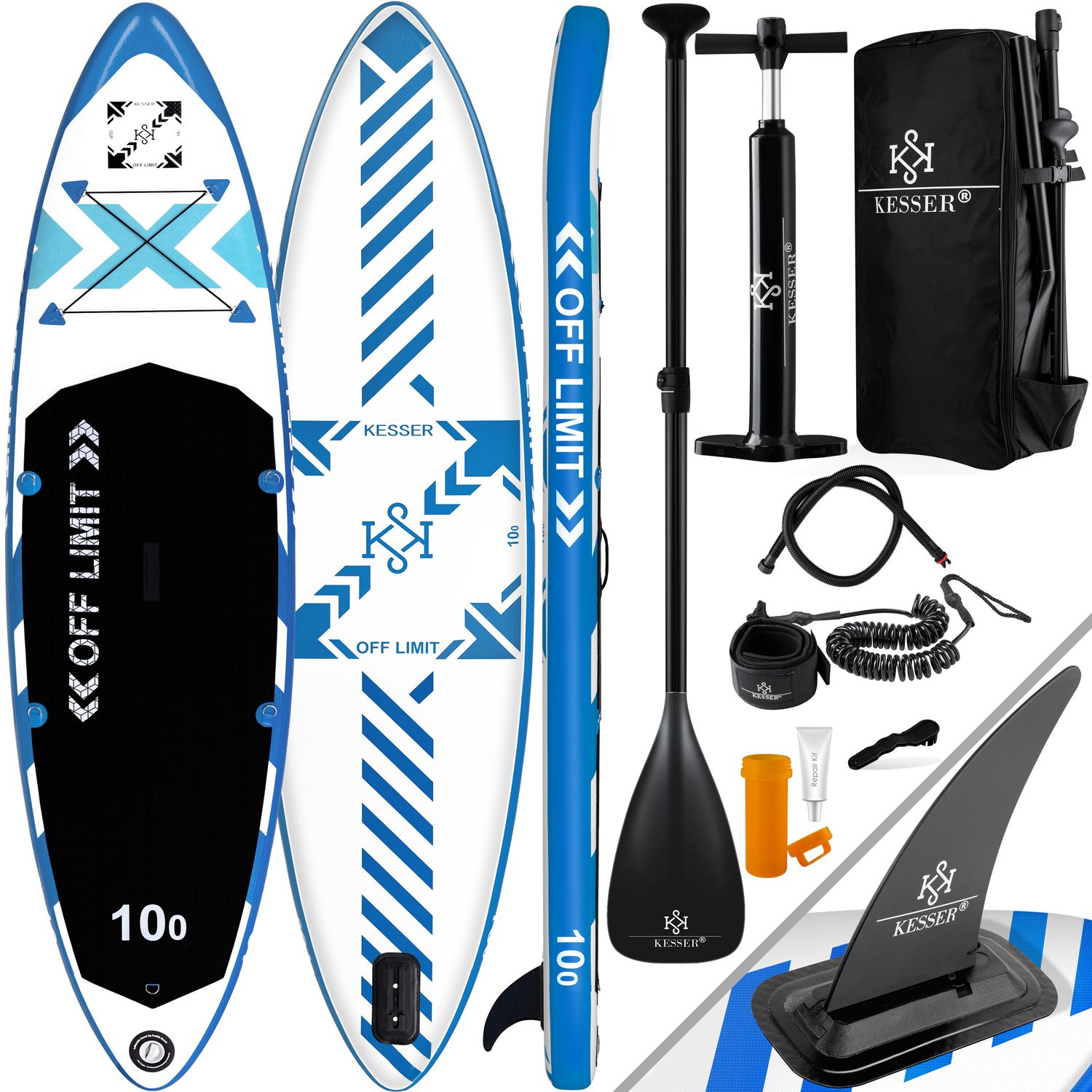 KESSER&reg; Aufblasbares SUP Board Set Stand Up Paddle Board Premium Surfboard Wassersport | 6 Zoll Dick  | Komplettes Zubeh&ouml;r | 130kg - Bild 1