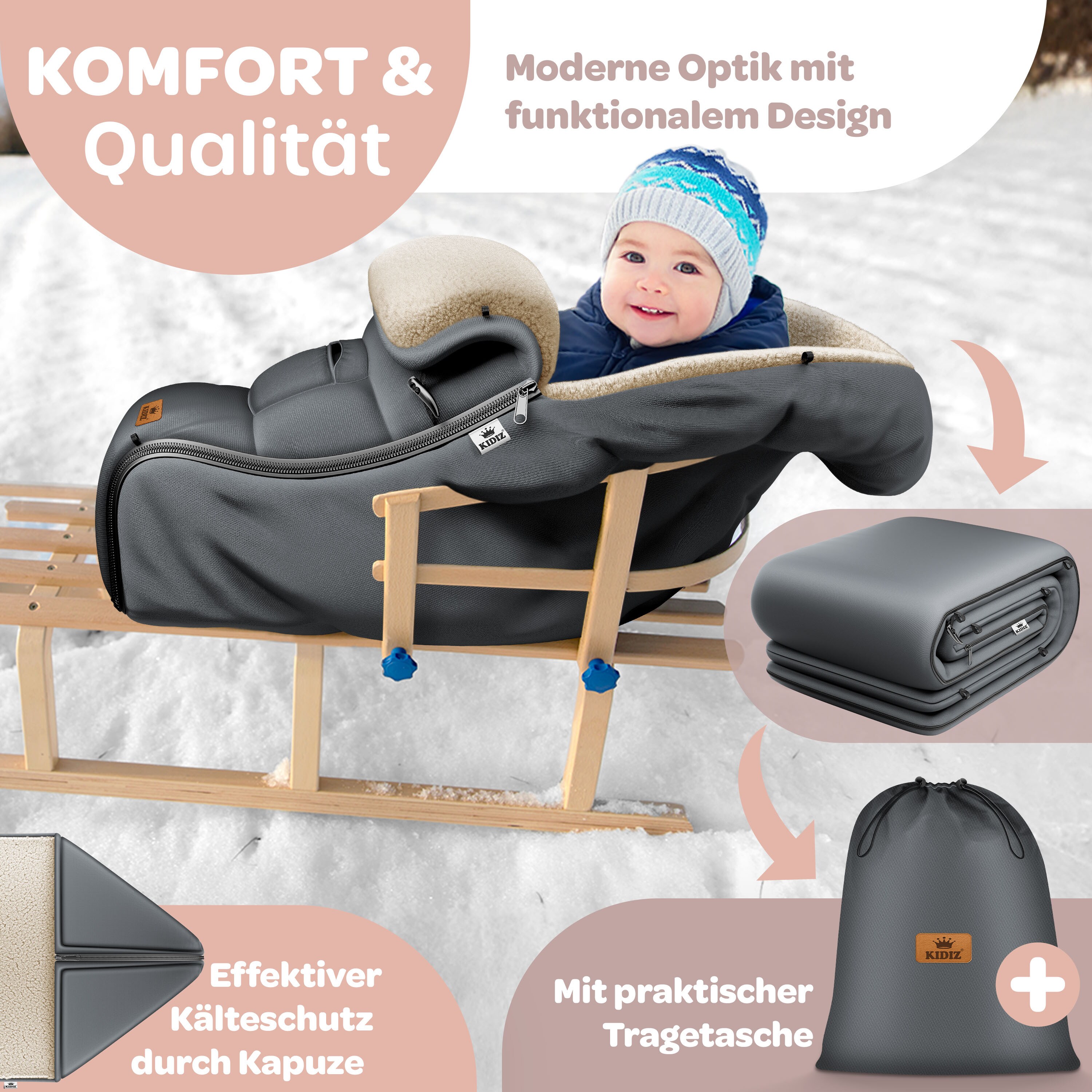 JUMUAO Babyfußsack Winter - Wasserdichter Fußsack Für Kinderwagen 0-12 Monate