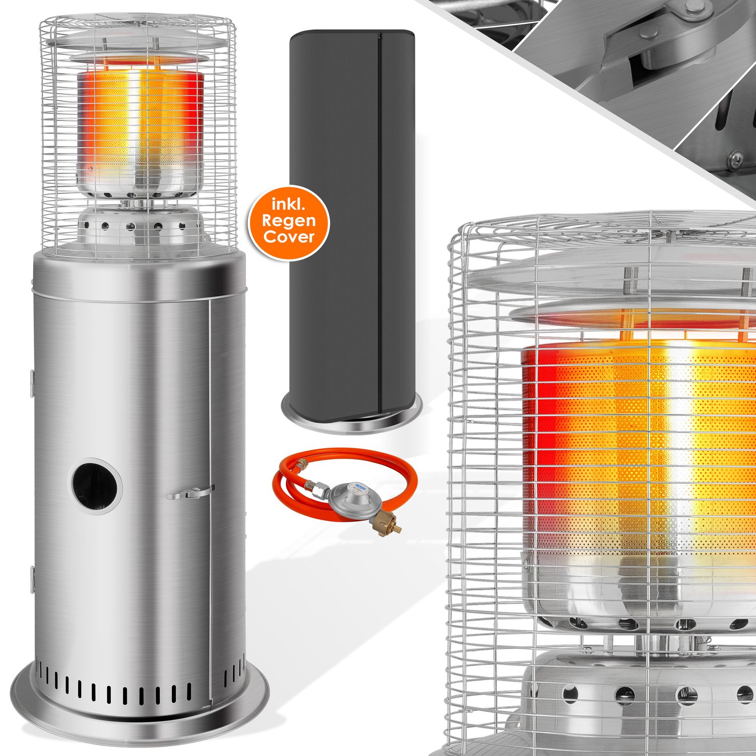 KESSER&reg; Heizstrahler Gas KE12 Heizpilz f&uuml;r Terrasse Terrassenheizer Terrassenheizstrahler, Freiluftheizung 10 kW Gasheizstrahler Gasheizer, W&auml;rmestrahler, Heizger&auml;t - inkl. Schutzh&uuml;lle - Bild 1