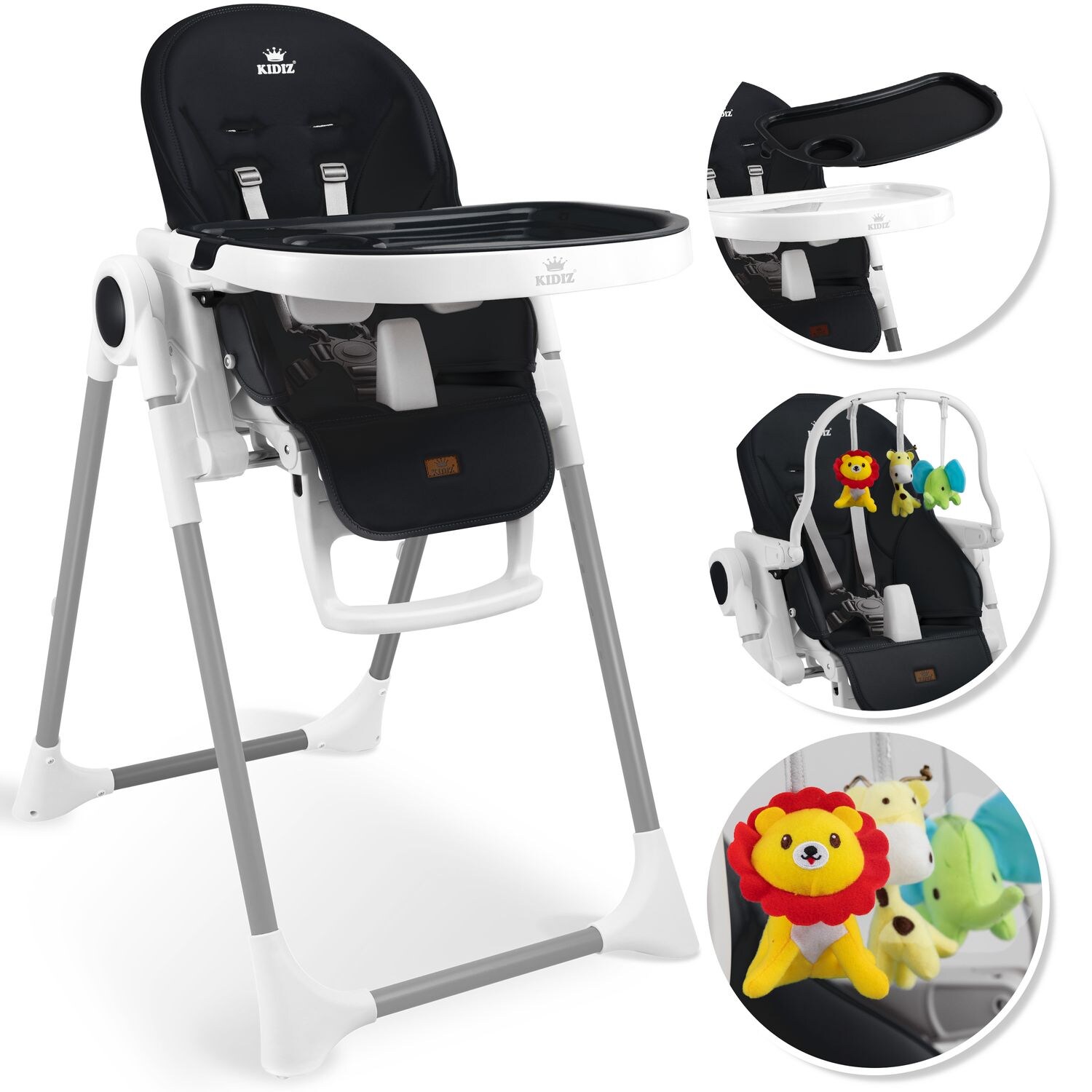 KIDIZ® 3in1 Hochstuhl Kinderhochstuhl inkl. Spielbügel , Babyliege , Kombihochstuhl Babyhochsitz ,7 höhenverstellbar Verstellbare Rückenlehne , mitwachsend ab 0 Monate bis 6 Jahre Babystuhl | 04260663283233