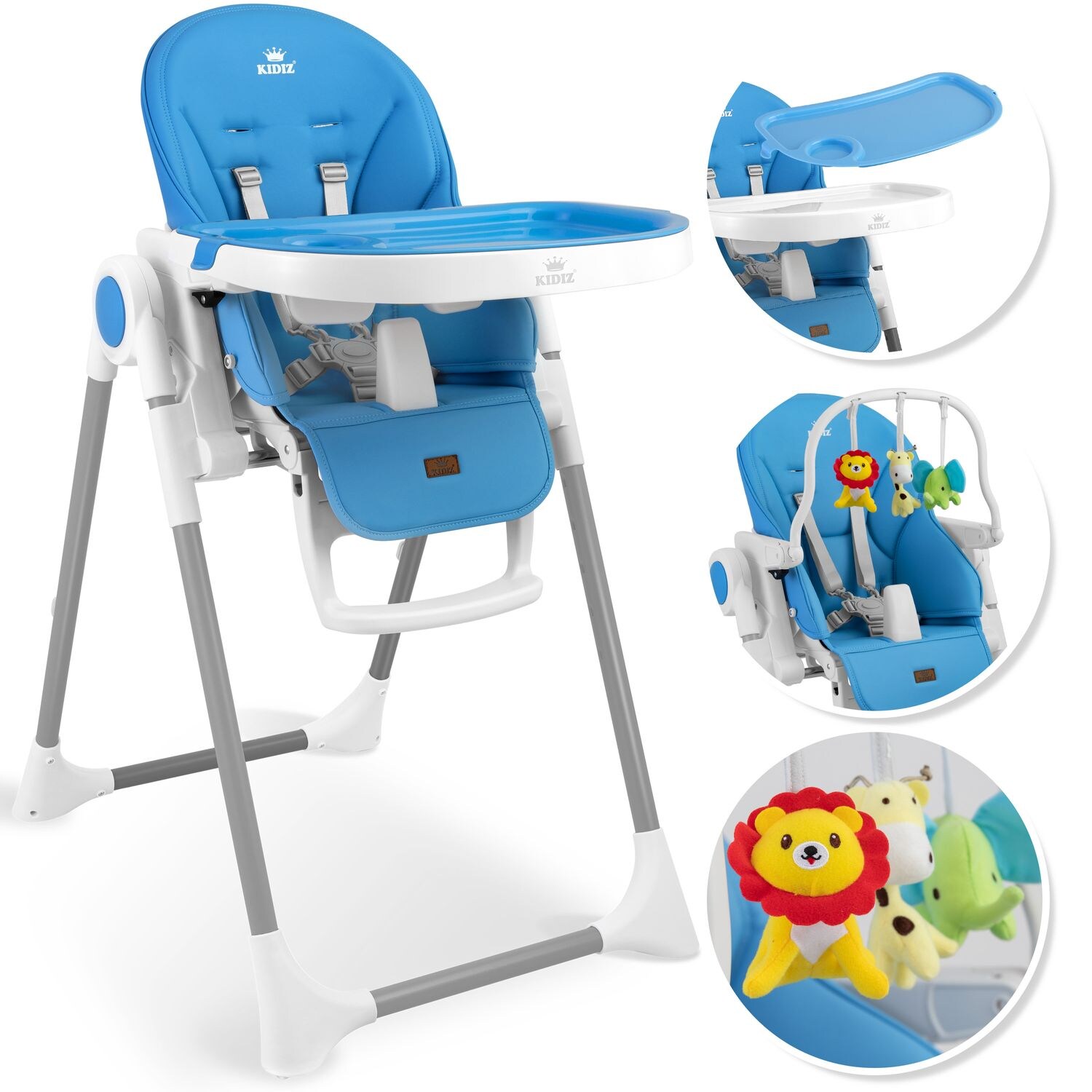 KIDIZ® 3in1 Hochstuhl Kinderhochstuhl inkl. Spielbügel , Babyliege , Kombihochstuhl Babyhochsitz ,7 höhenverstellbar Verstellbare Rückenlehne , mitwachsend ab 0 Monate bis 6 Jahre Babystuhl | 04260663283189