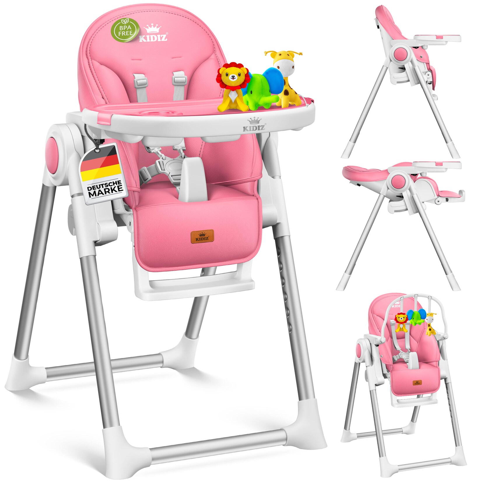 KIDIZ® 3in1 Hochstuhl Kinderhochstuhl inkl. Spielbügel , Babyliege , Kombihochstuhl Babyhochsitz ,7 höhenverstellbar Verstellbare Rückenlehne , mitwachsend ab 0 Monate bis 6 Jahre Babystuhl