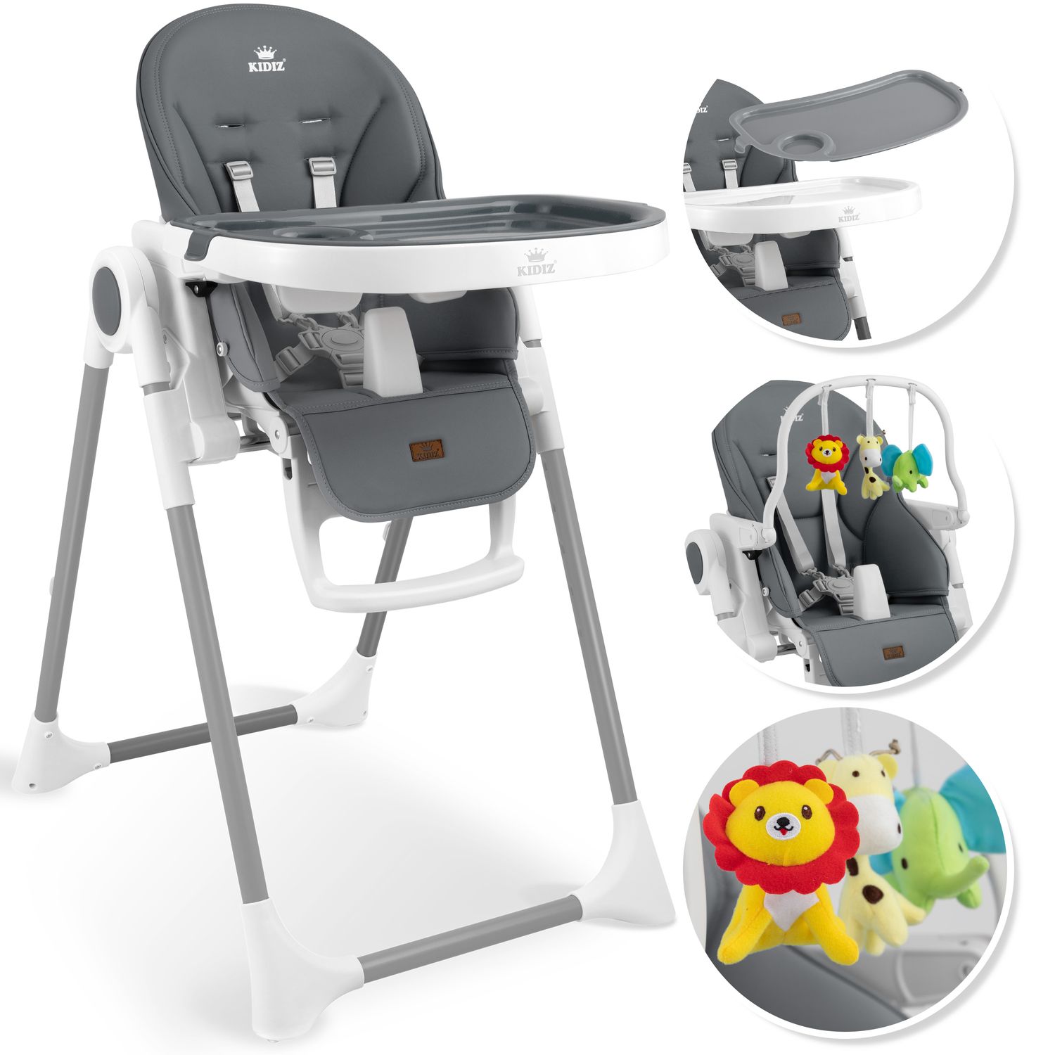 KIDIZ&reg; 3in1 Hochstuhl Kinderhochstuhl inkl. Spielb&uuml;gel , Babyliege , Kombihochstuhl Babyhochsitz ,7 h&ouml;henverstellbar Verstellbare R&uuml;ckenlehne , mitwachsend ab 0 Monate bis 6 Jahre Babystuhl - Bild 1
