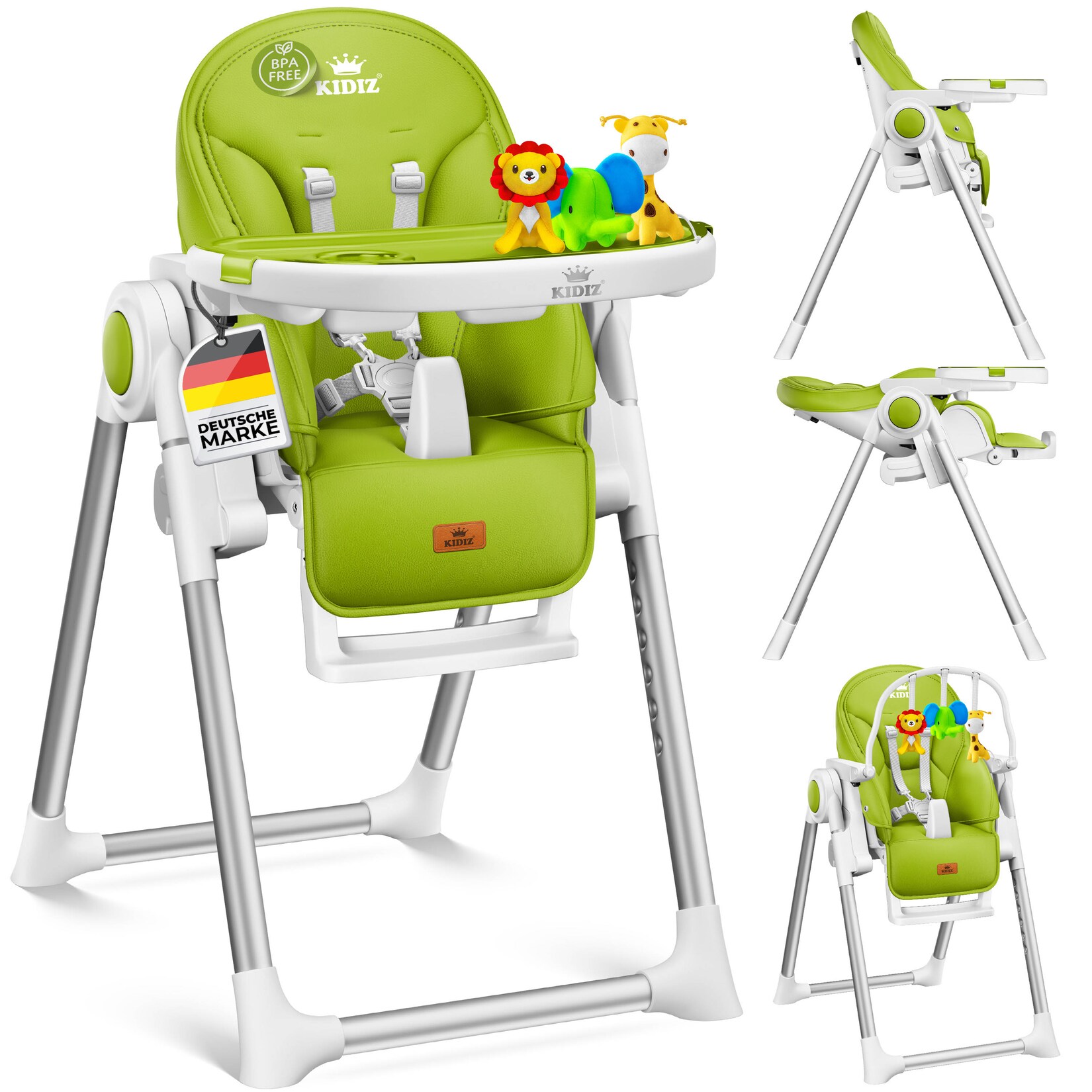 KIDIZ® 3in1 Hochstuhl Kinderhochstuhl inkl. Spielbügel , Babyliege , Kombihochstuhl Babyhochsitz ,7 höhenverstellbar Verstellbare Rückenlehne , mitwachsend ab 0 Monate bis 6 Jahre Babystuhl