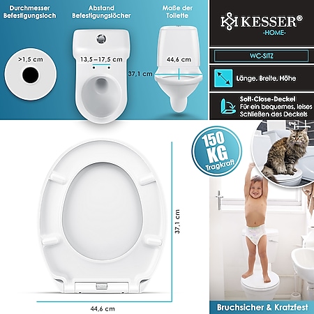 Toilettensitz mit Absenkautomatik WC Sitz Toilettendeckel WC Deckel Soft-Close 