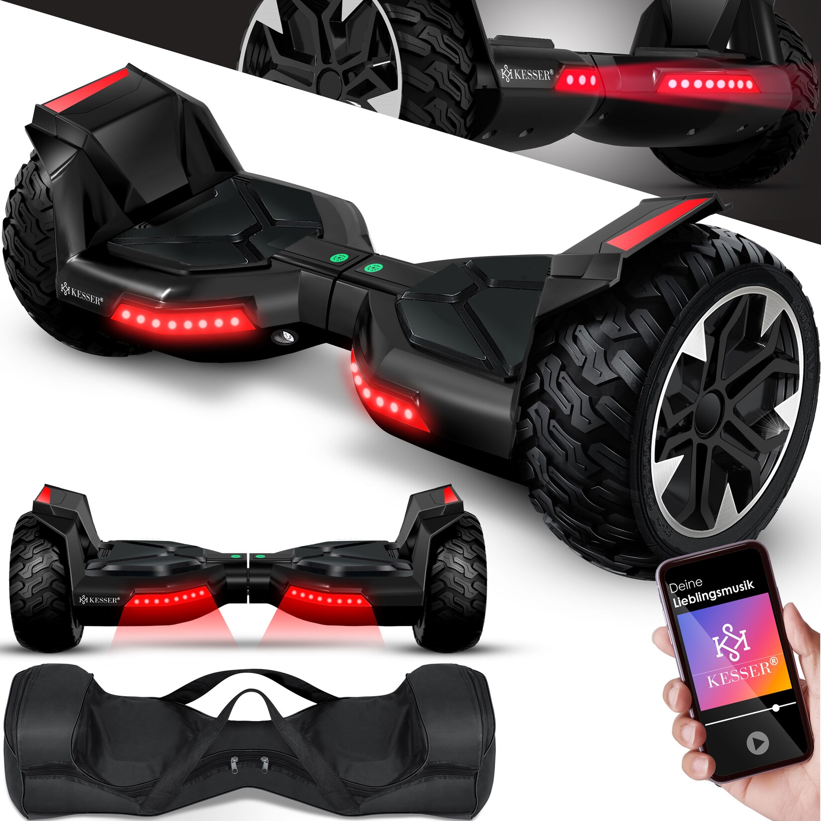 KESSER® Hoverboard 8,5 Zoll 800 mit Bluetooth Lautsprecher, LED Licht, Kinder Sicherheitsmodus, Dual Motor, Smart Elektro Self Balance Board Hover E-Scooter