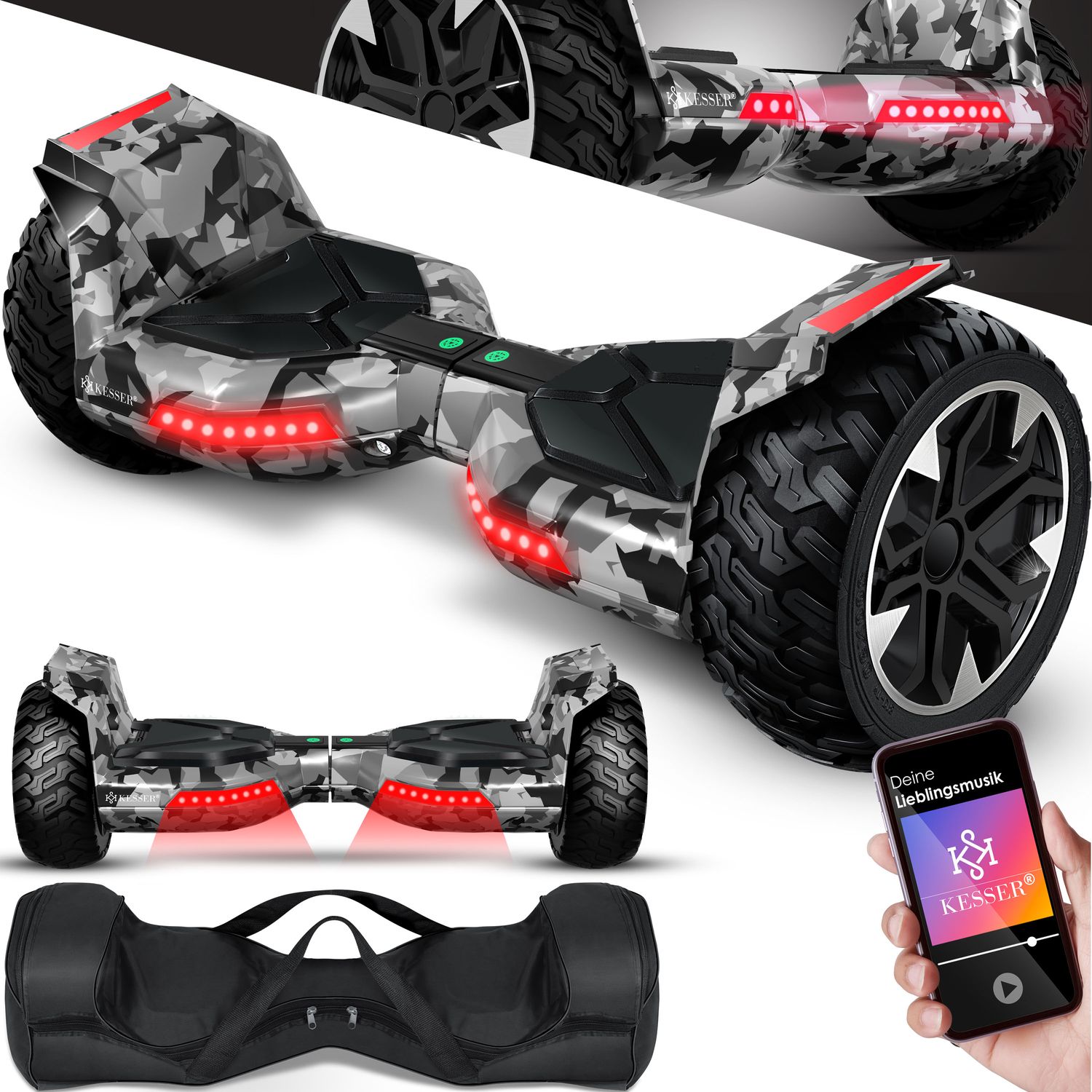 KESSER&reg; Hoverboard 8,5 Zoll 800 mit Bluetooth Lautsprecher, LED Licht, Kinder Sicherheitsmodus, Dual Motor, Smart Elektro Self Balance Board Hover E-Scooter - Bild 1