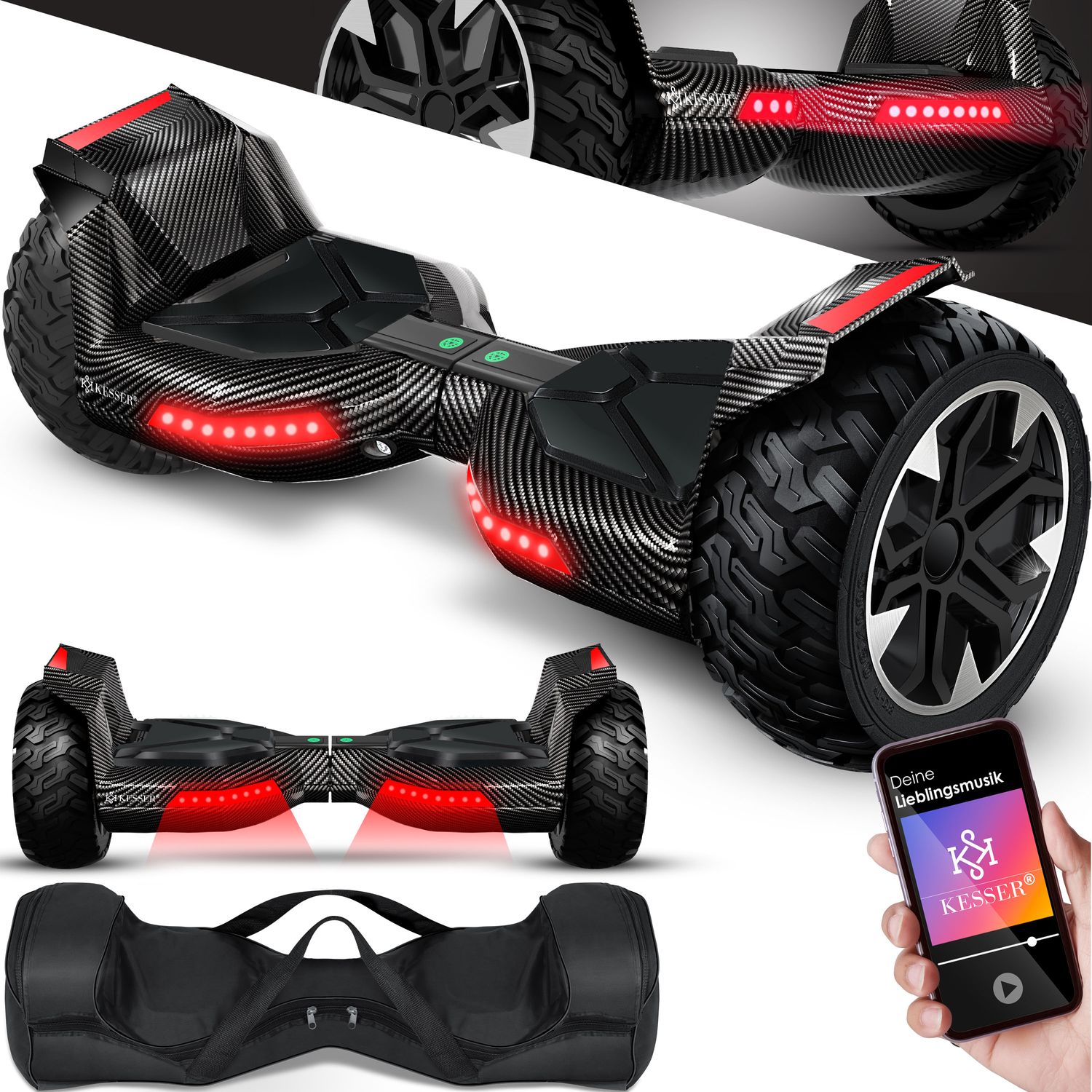 KESSER&reg; Hoverboard 8,5 Zoll 800 mit Bluetooth Lautsprecher, LED Licht, Kinder Sicherheitsmodus, Dual Motor, Smart Elektro Self Balance Board Hover E-Scooter - Bild 1