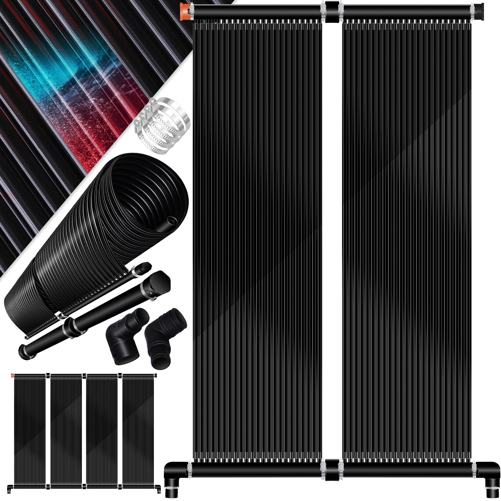 KESSER Solarkollektor Poolheizung cm, Warmwasser Heizung Solarheizung für Pools  l Beliebig erweiterbar l  UV-beständiger Kunststoff
