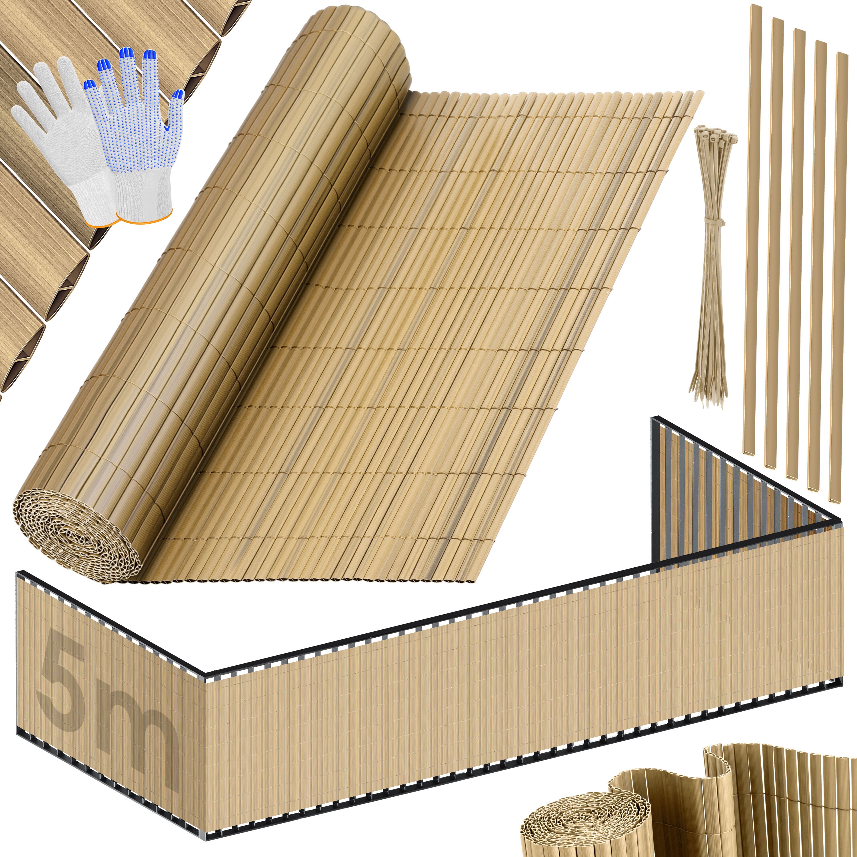 KESSER&reg; PVC Sichtschutzmatte Sichtschutzzaun Balkonverkleidung Windschutz verst&auml;rkte Lamellen f&uuml;r Garten Balkon & Terrasse Balkonumrandung inkl Kabelbindern, Abdeckung & Handschuhe - Bild 1