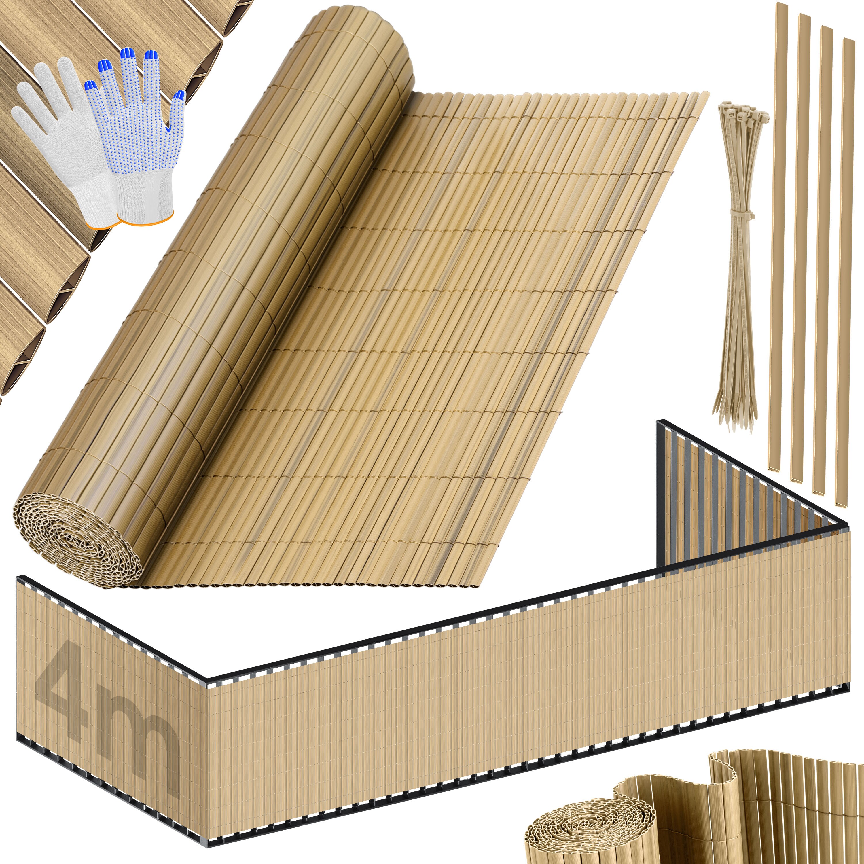 KESSER&reg; PVC Sichtschutzmatte Sichtschutzzaun Balkonverkleidung Windschutz verst&auml;rkte Lamellen f&uuml;r Garten Balkon & Terrasse Balkonumrandung inkl Kabelbindern, Abdeckung & Handschuhe - Bild 1