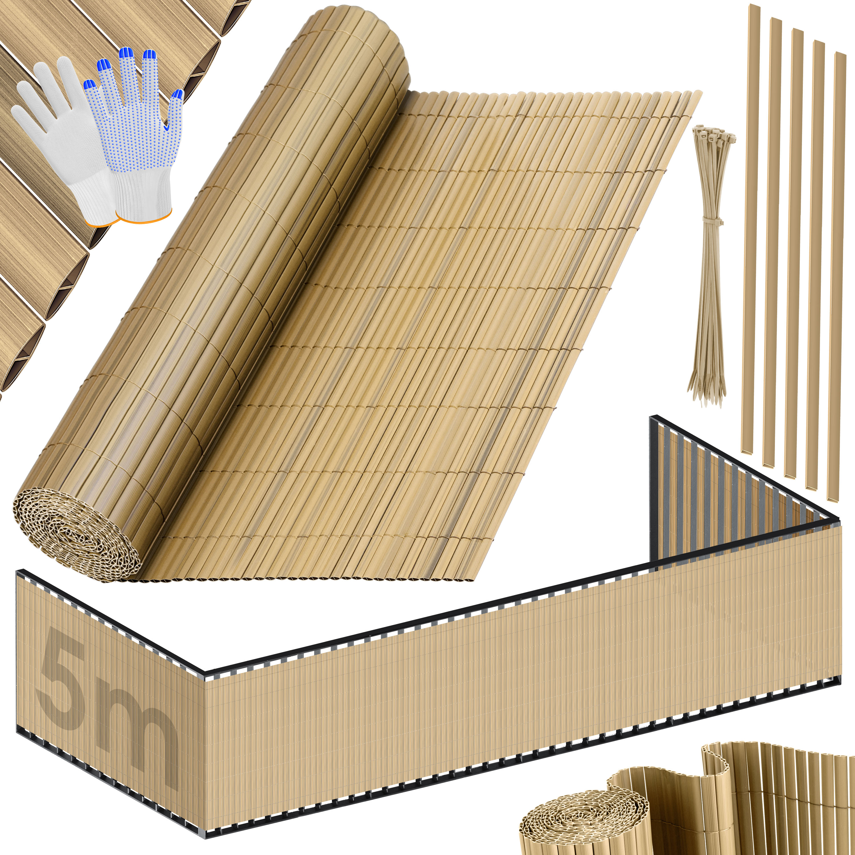 KESSER&reg; PVC Sichtschutzmatte Sichtschutzzaun Balkonverkleidung Windschutz verst&auml;rkte Lamellen f&uuml;r Garten Balkon & Terrasse Balkonumrandung inkl Kabelbindern, Abdeckung & Handschuhe - Bild 1
