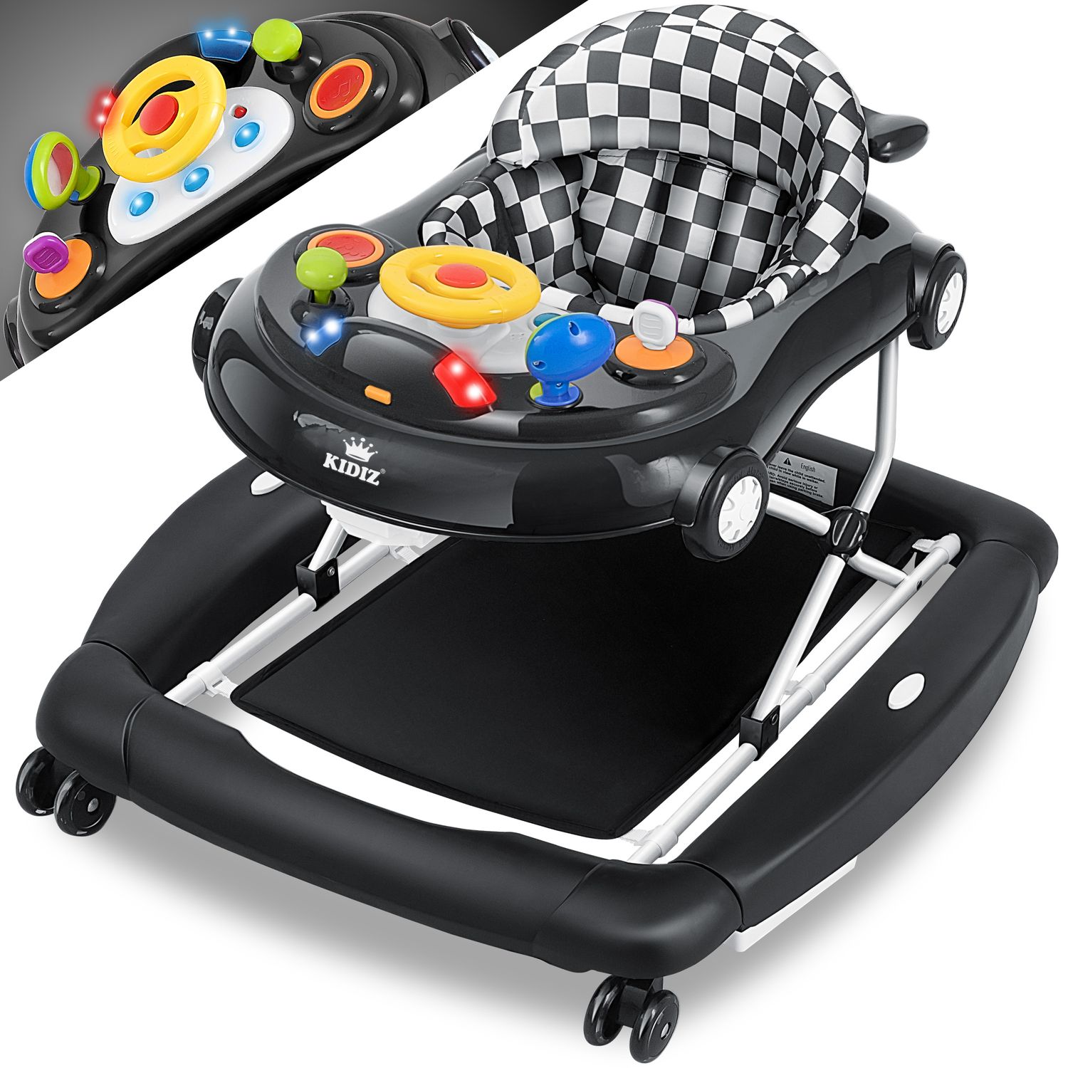 KIDIZ&reg; 4in1 Lauflernhilfe Babywalker Spiel- und Lauflernwagen Gehfrei - Schaukelfunktion Babywippe mit Rollen, Licht, Musik ,Spielecenter Esstisch Laufstuhl Laufhilfe babys ab 6 Monaten Klappbar - Bild 1
